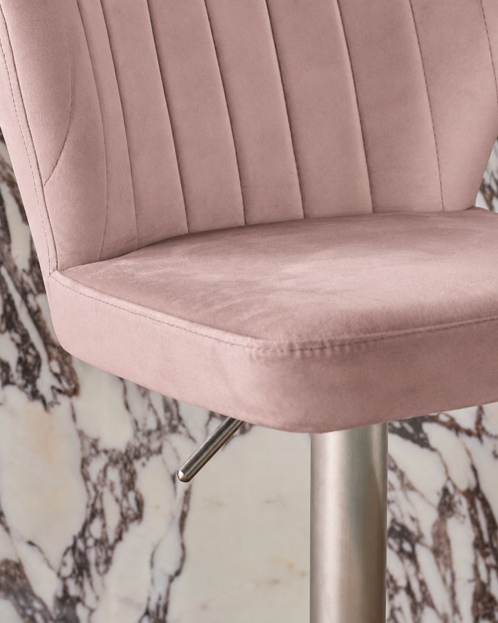 Harper Pink Velvet Gas Lift Bar Stool