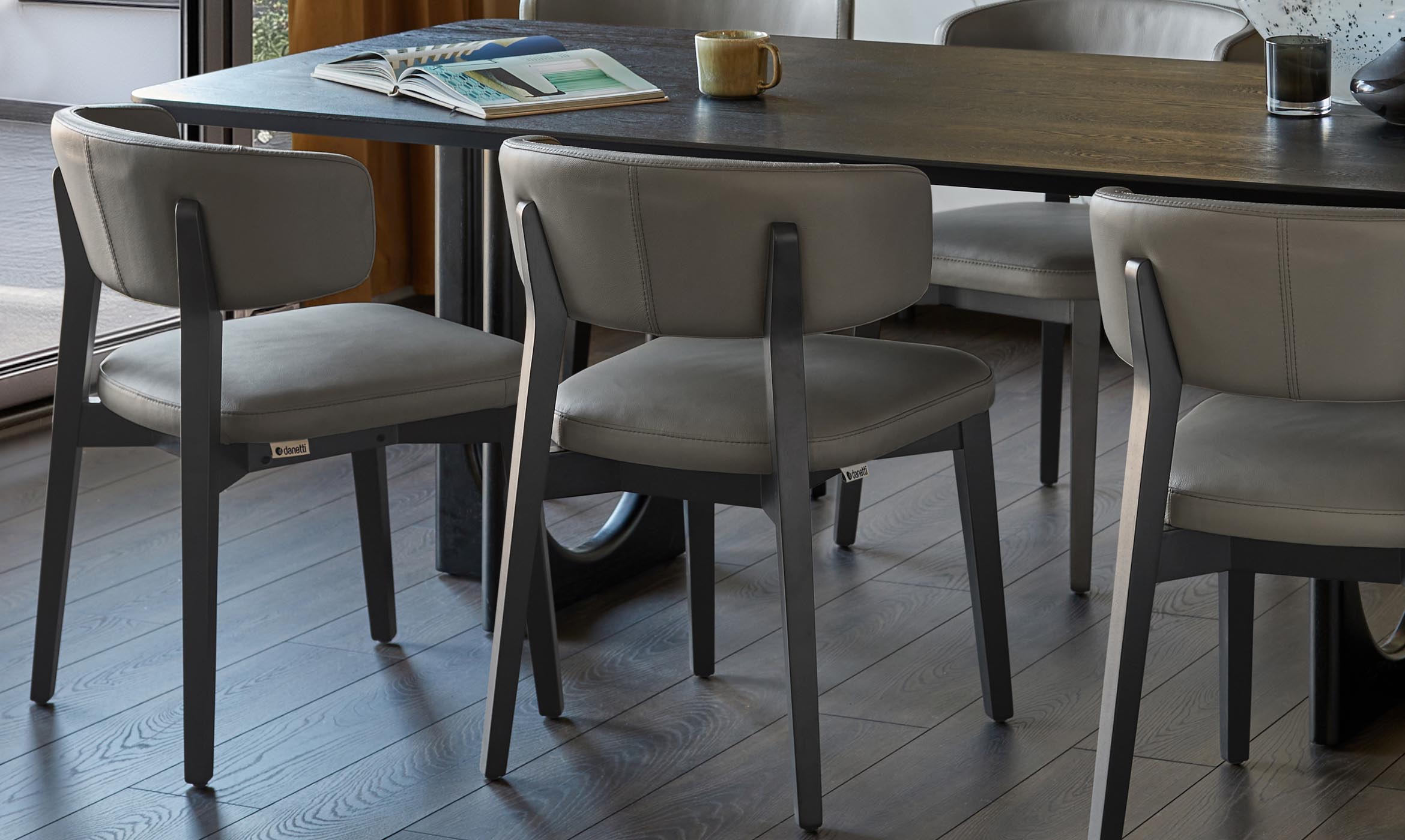 Harris dark grey leather dining chair