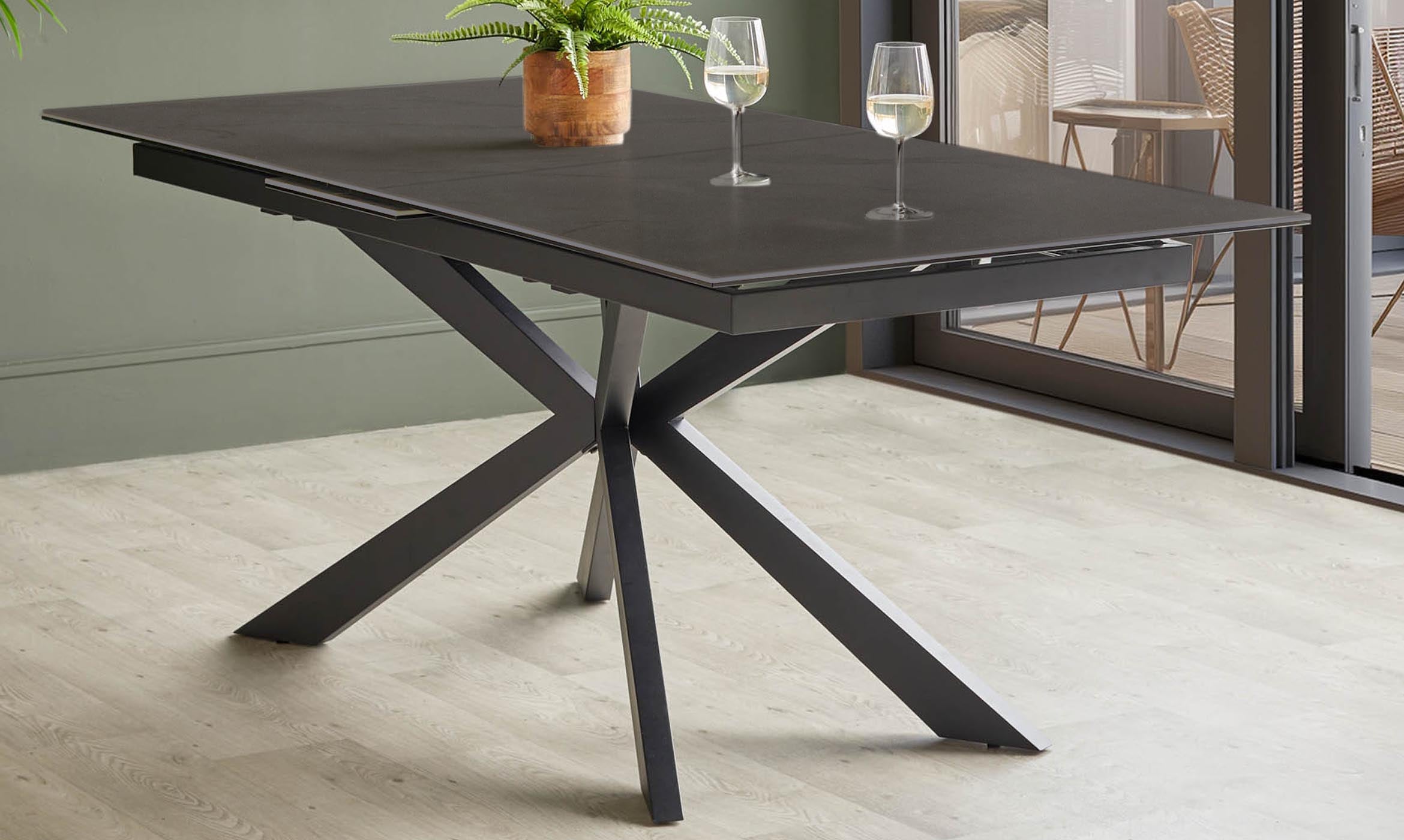Hayden dark grey ceramic extending 8 to 10 seater dining table