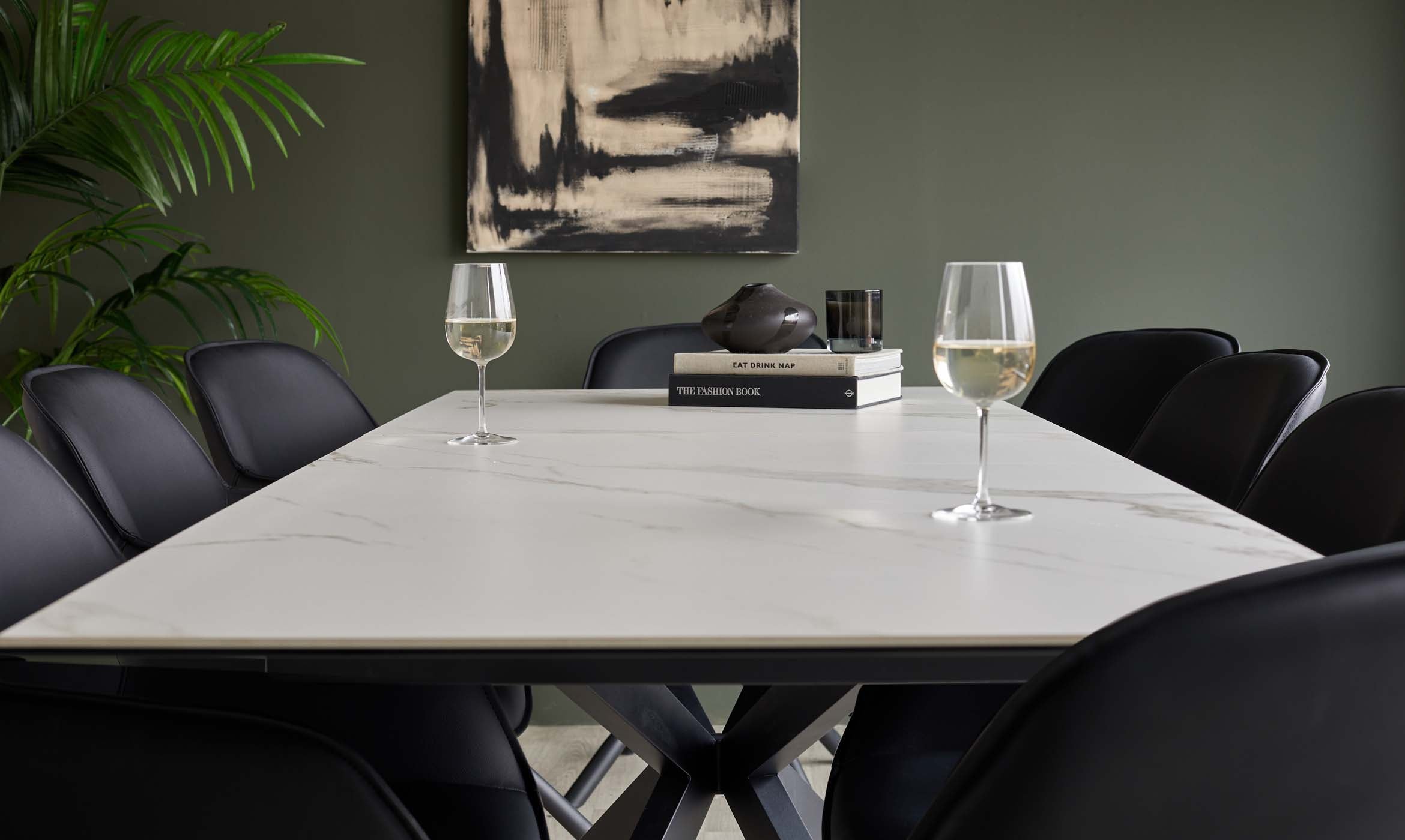 Hayden white ceramic extending 8 to 10 seater dining table