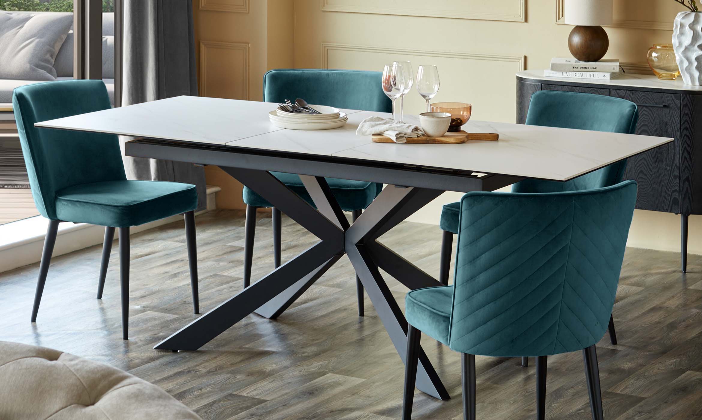 Serena Dark Teal Velvet Dining Chair