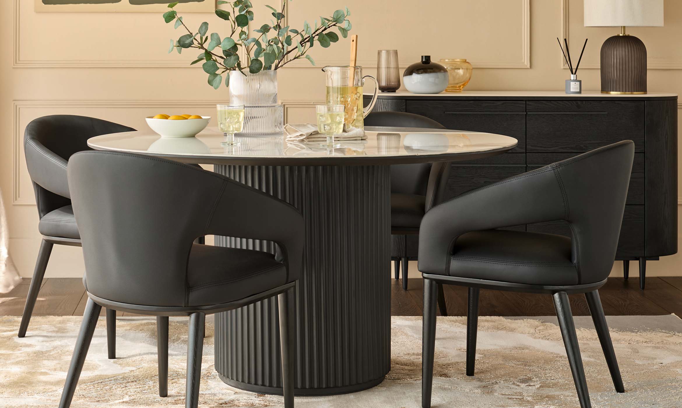 Heath black faux leather dining chair