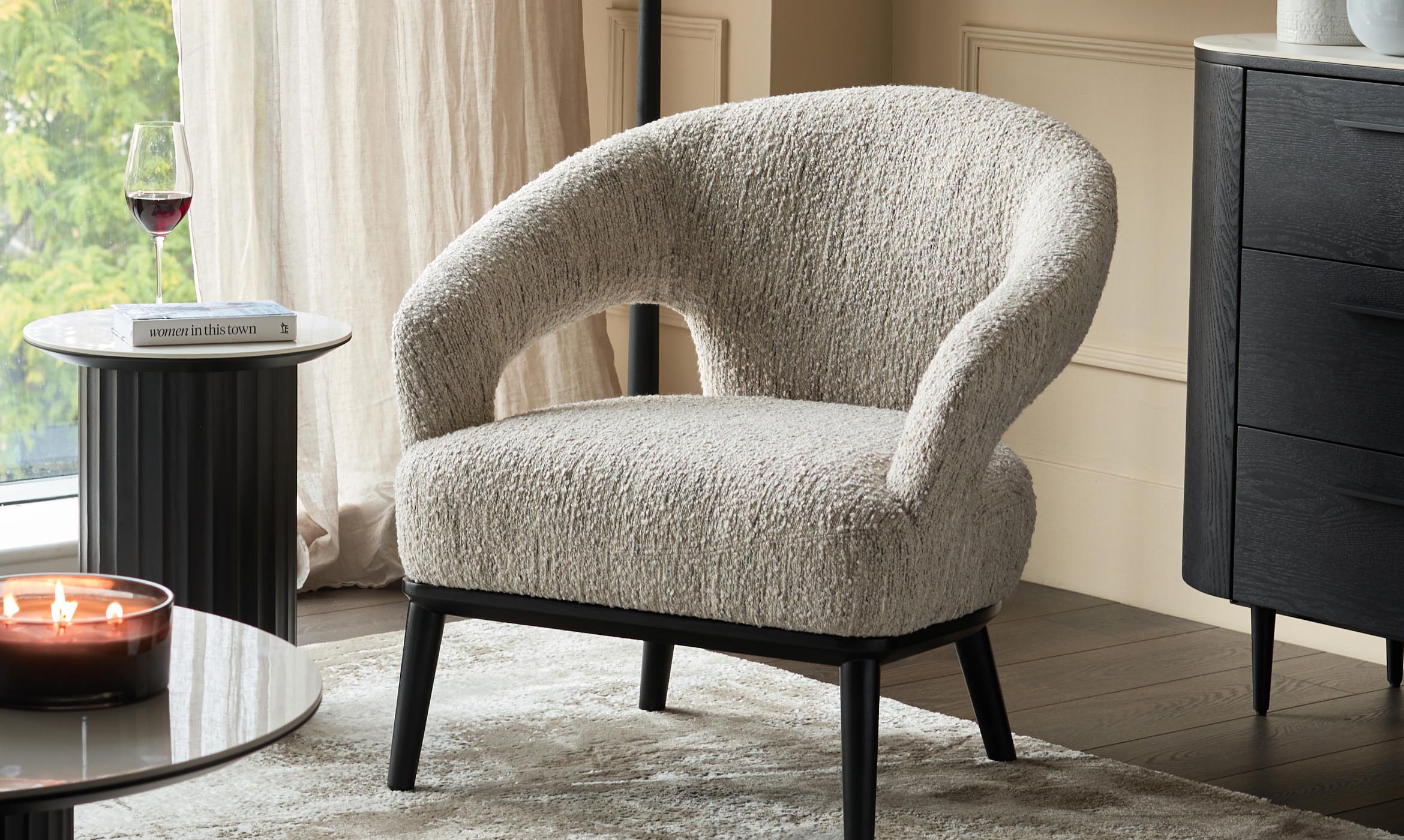 Heath cream chunky boucle accent chair