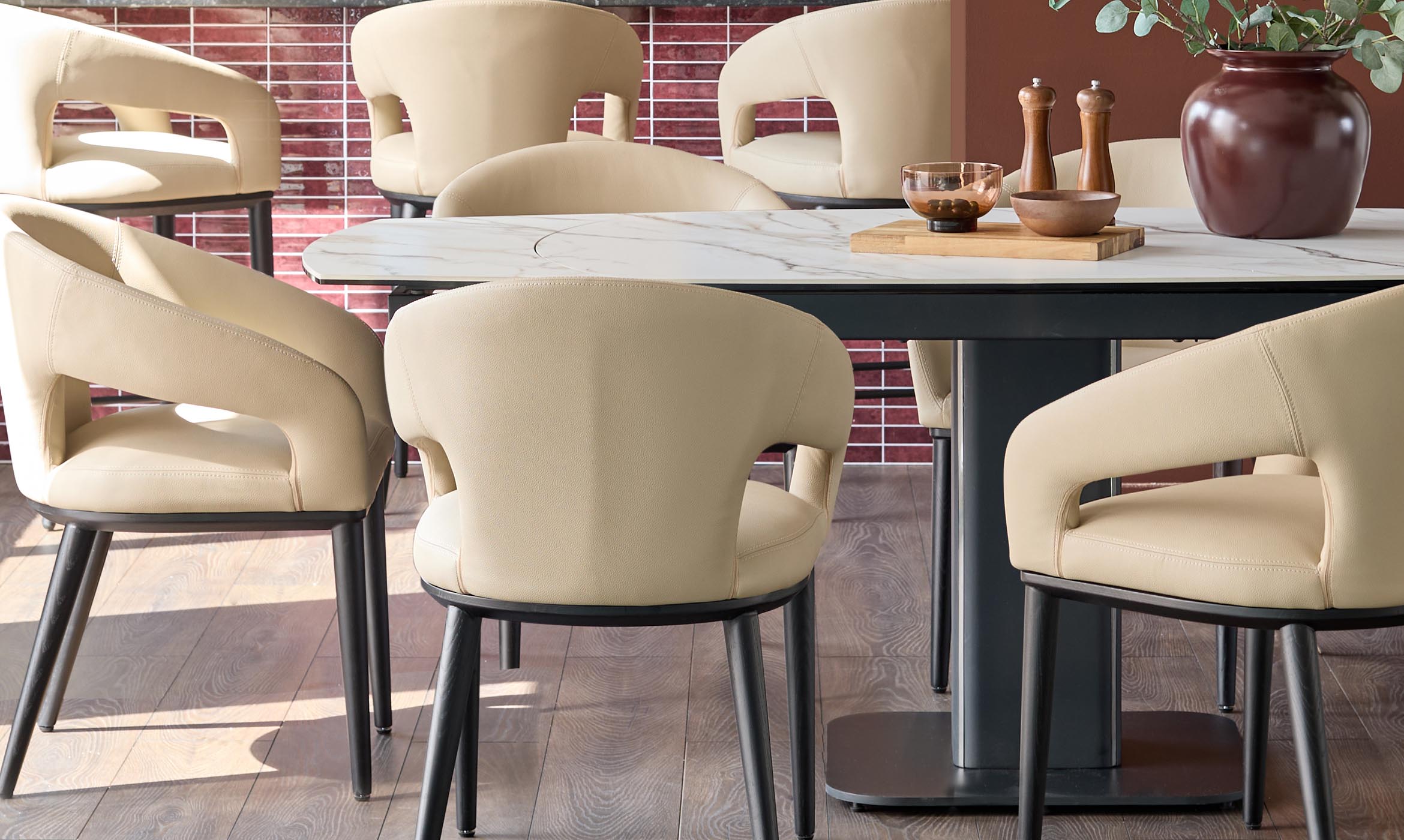 Heath natural faux leather dining chair