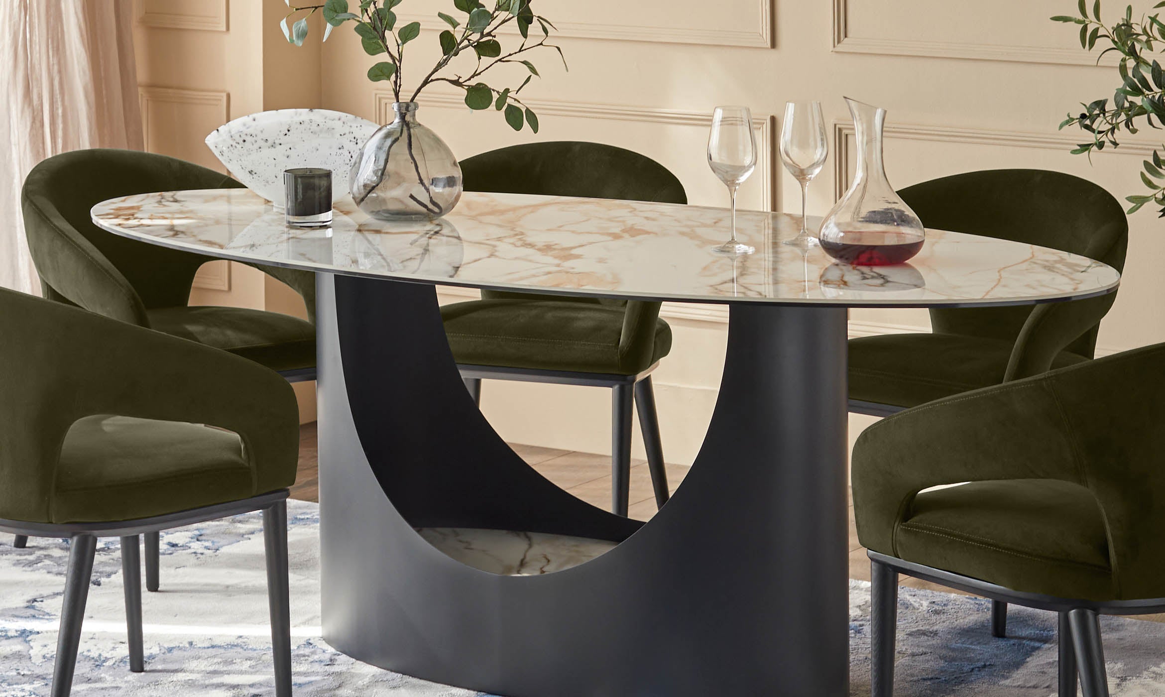 Heath olive green velvet dining chair
