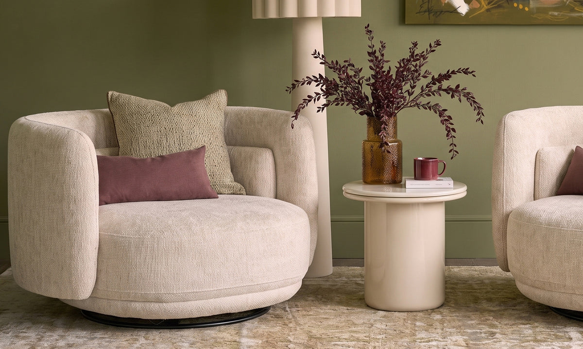 Henry natural fabric swivel loveseat