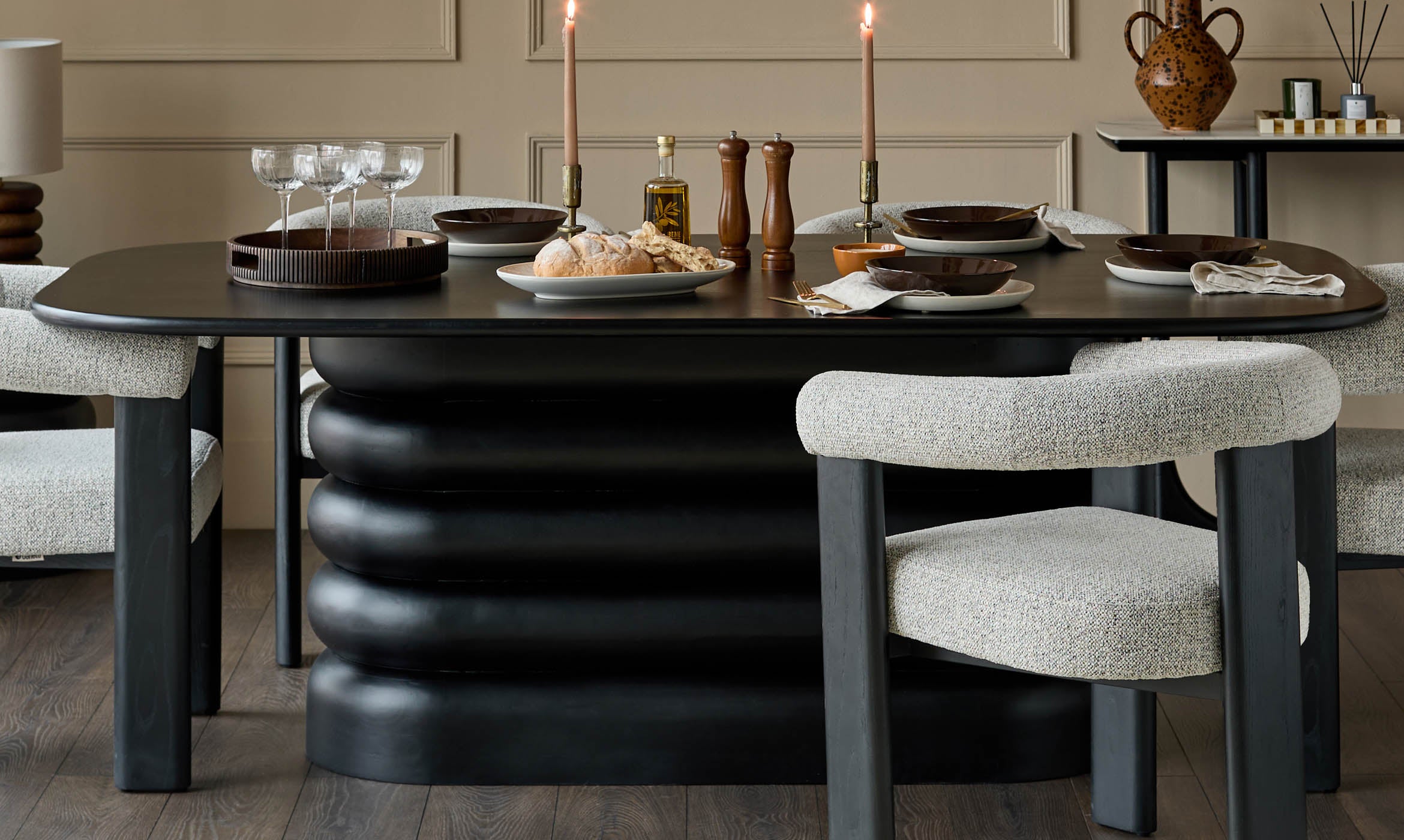 Hepworth black wood 8 seater dining table