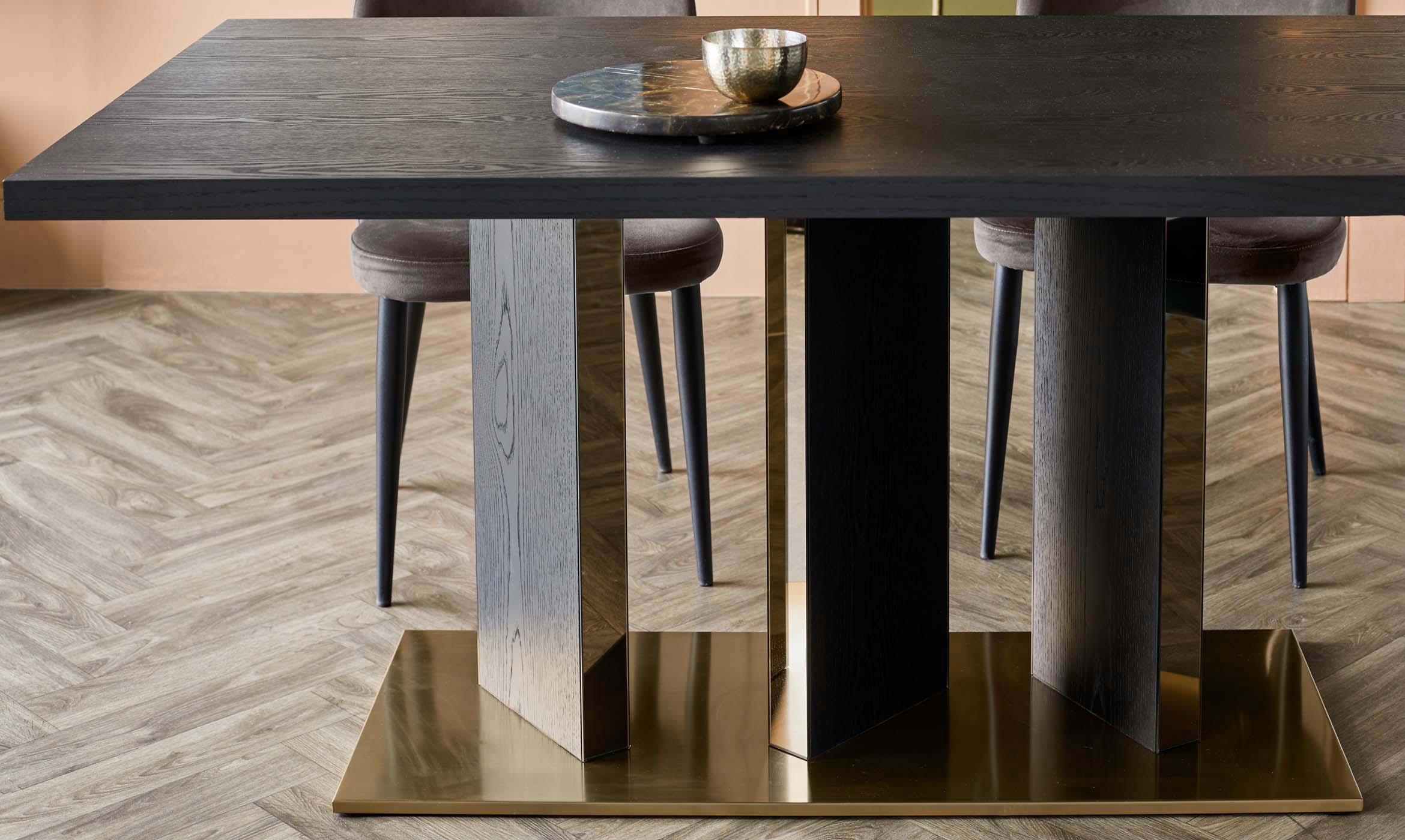 Holland black ash 6 seater dining table