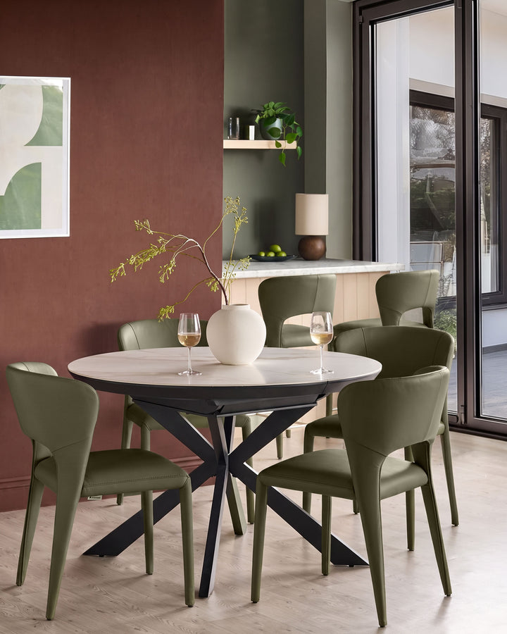 Jackson olive green leather dining chair