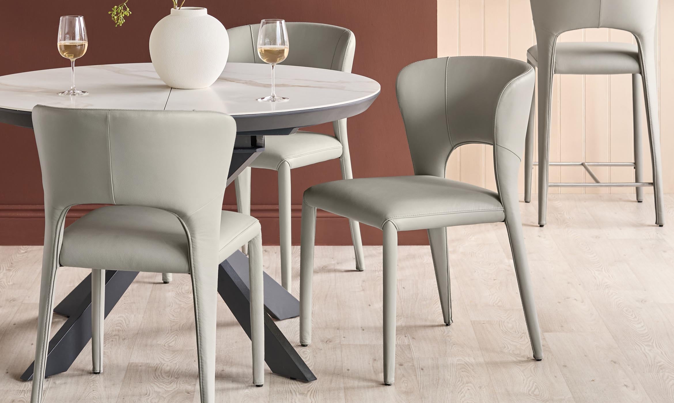 Jackson light grey leather dining chair