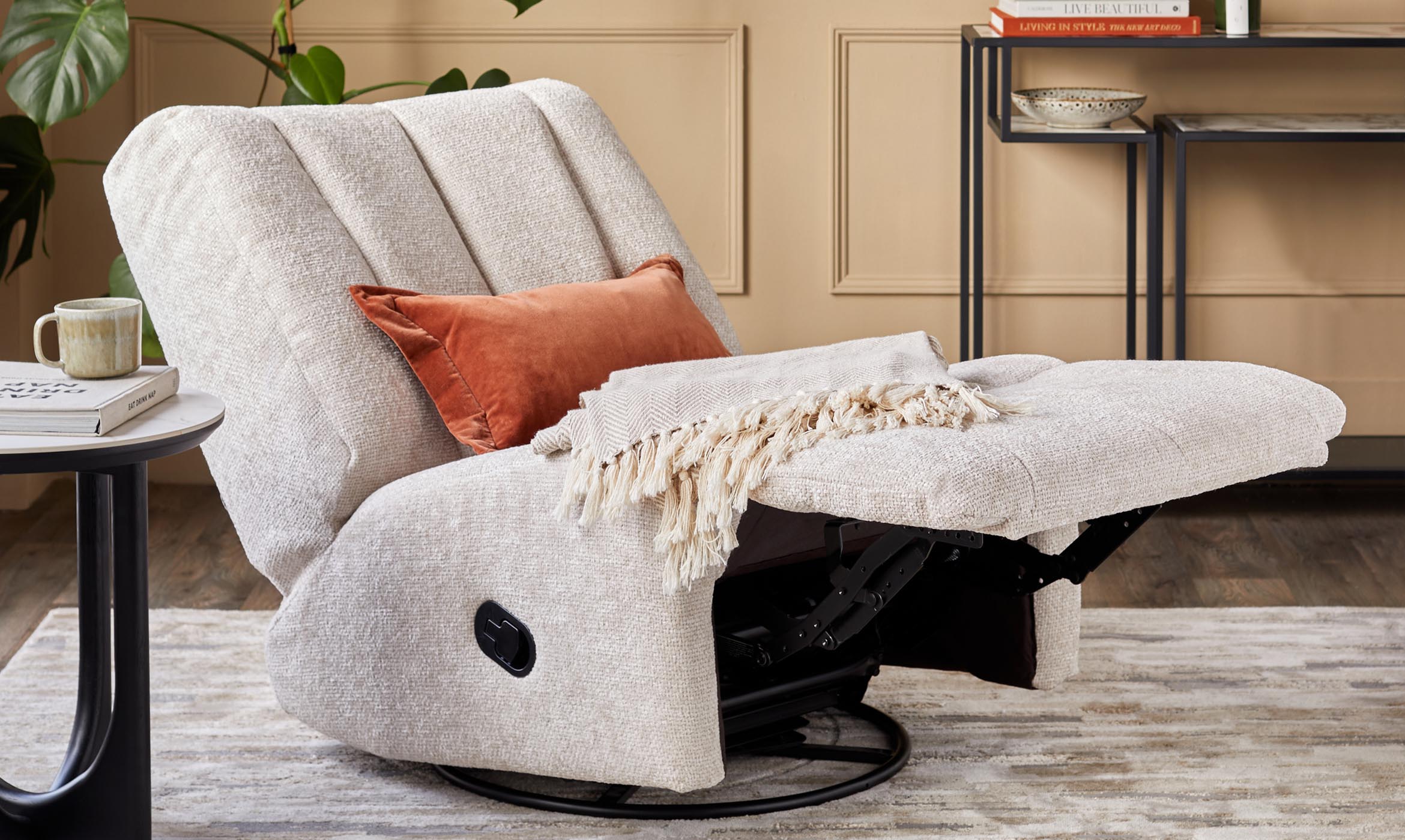 Jayla Natural Chunky Weave Rocking Swivel Recliner