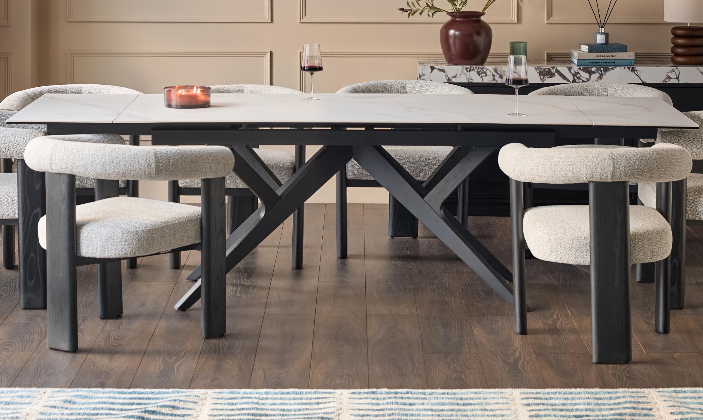 Jennet white ceramic 8 - 10 extending dining table