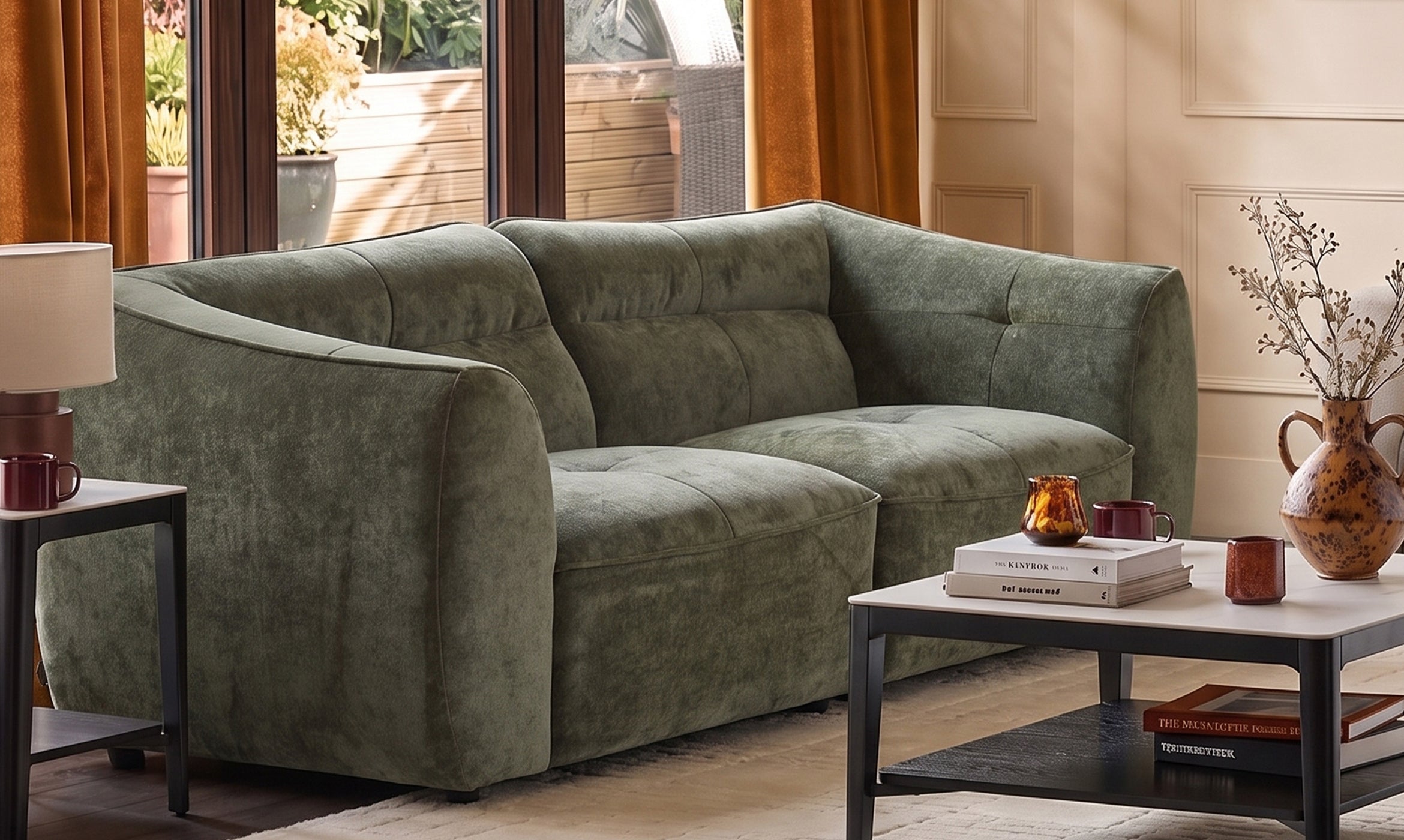 Jodie dark green chenille 3 seater sofa