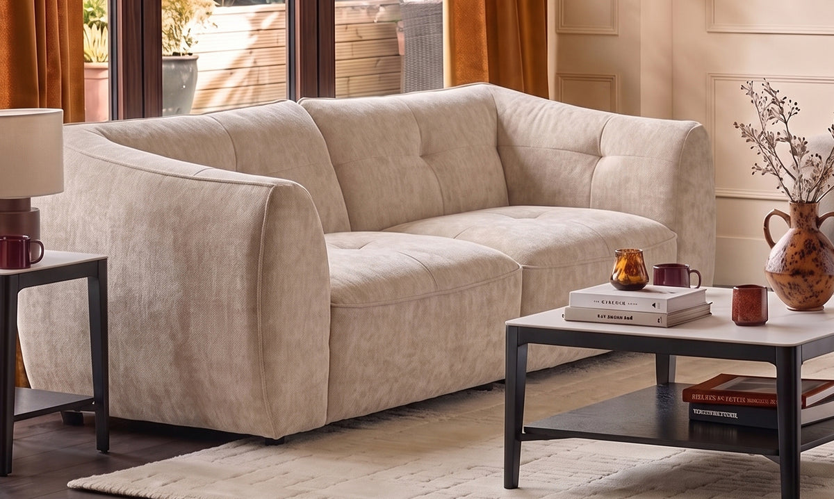 Jodie champagne chenille 3 seater sofa