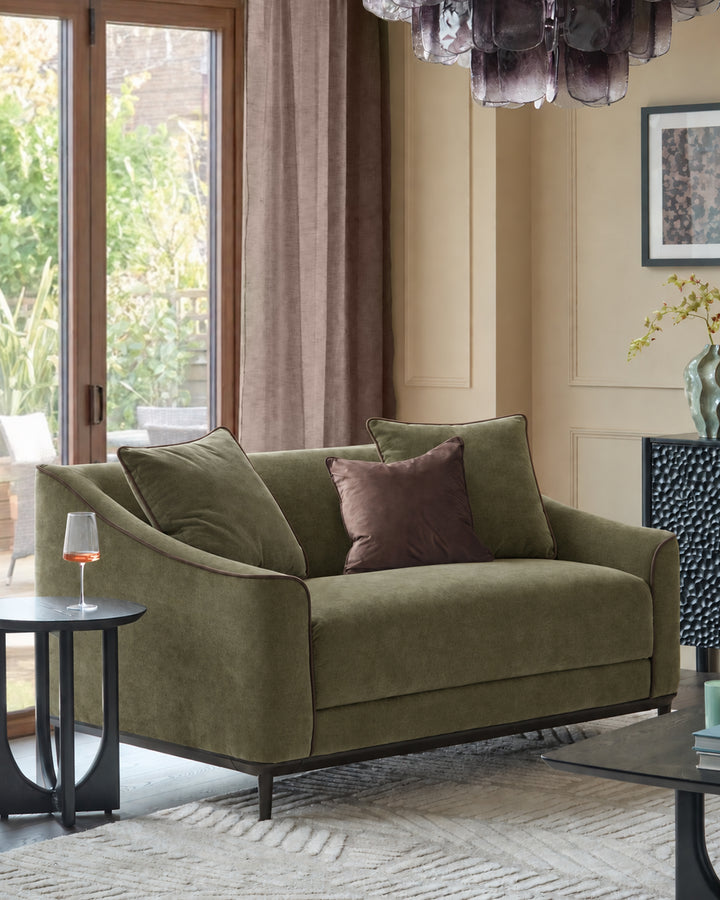 Julep olive green fabric 2 seater sofa
