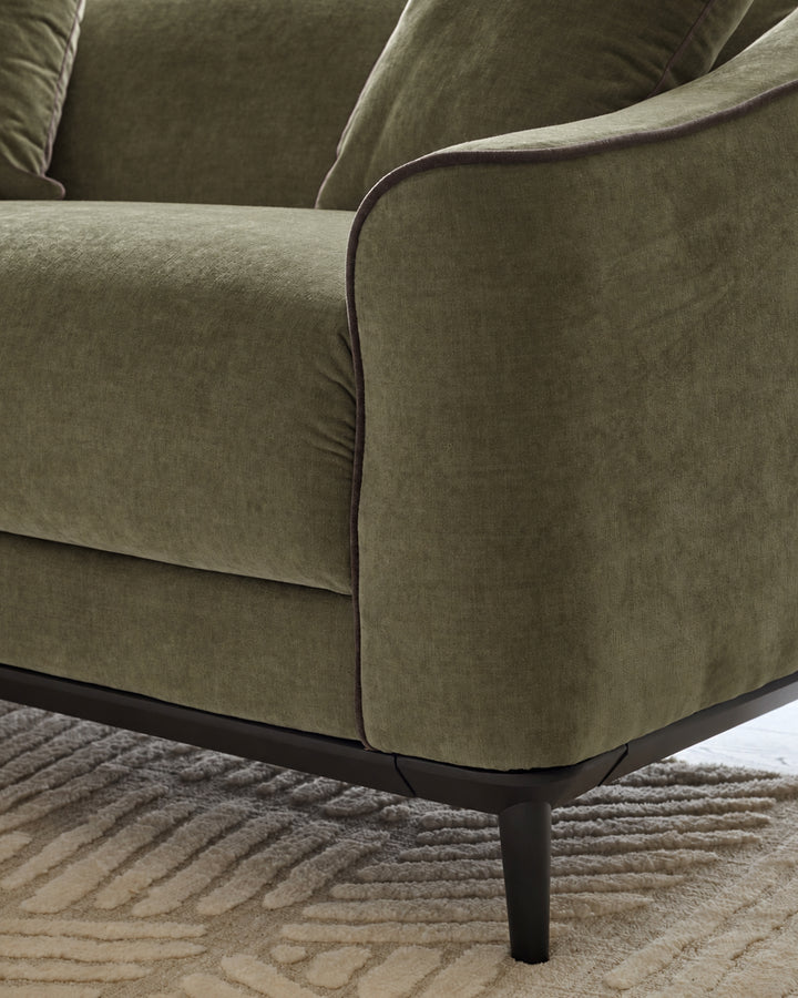 Julep olive green fabric 2 seater sofa