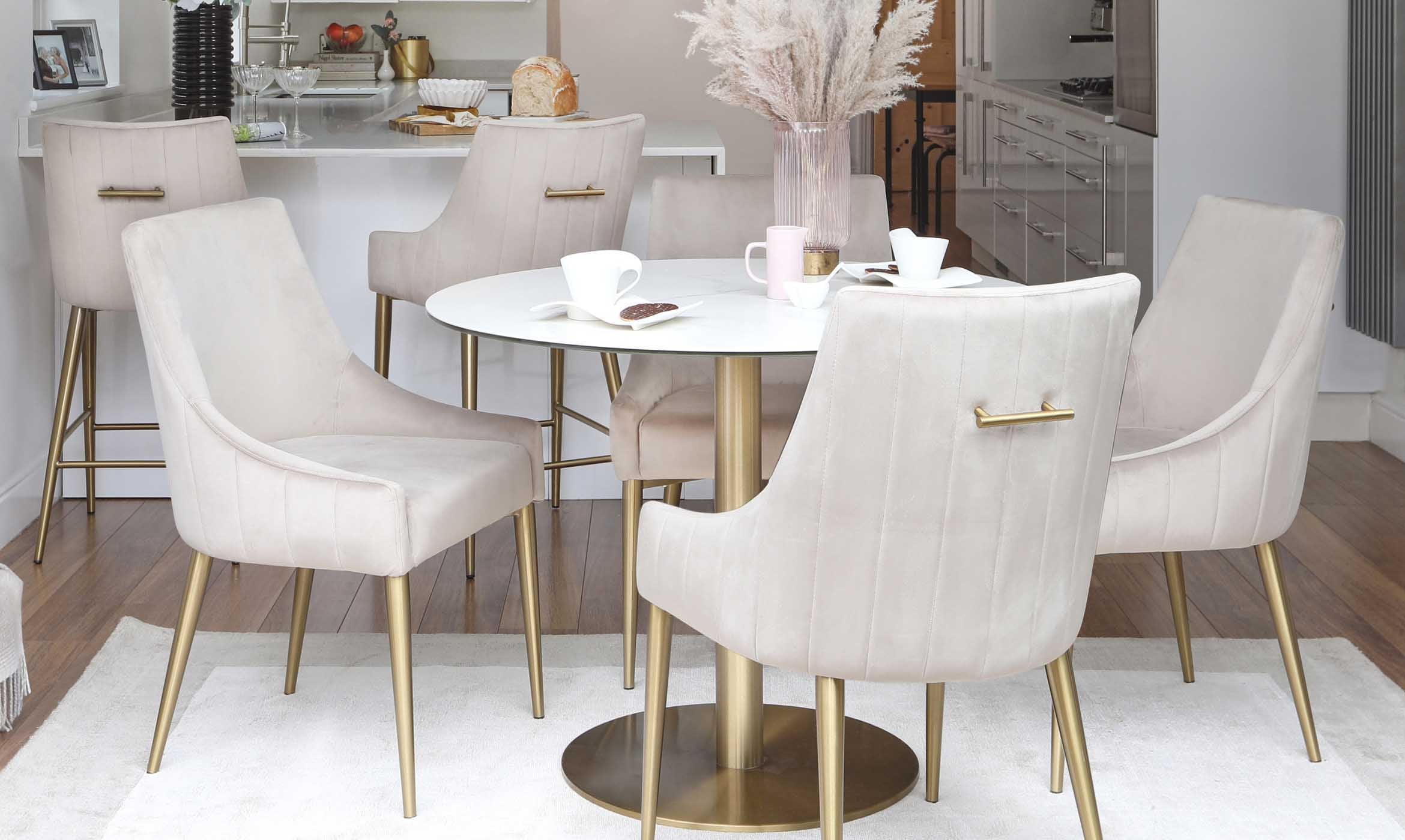 Juliana Champagne Velvet With Brushed Brass Dining Chair