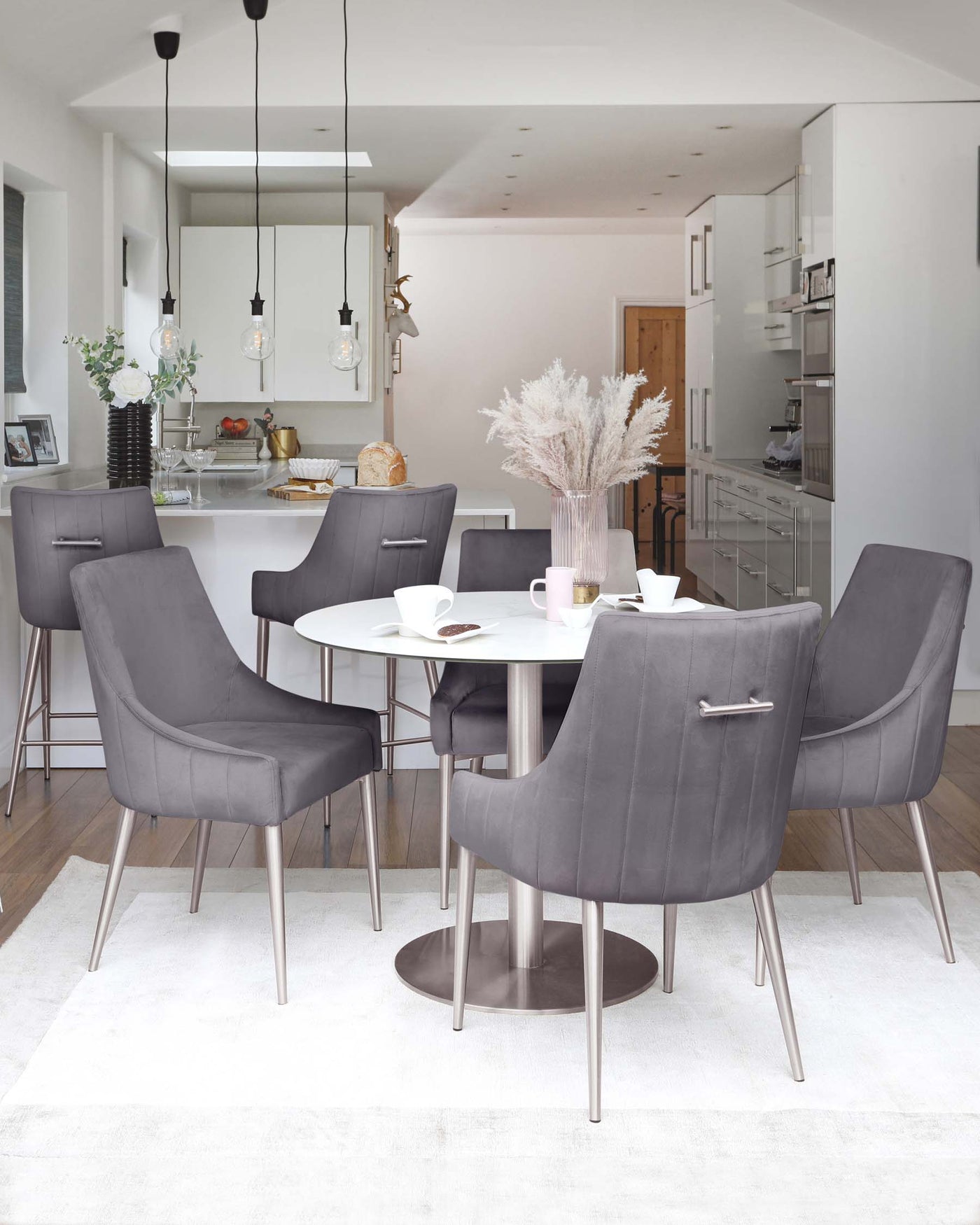 Juliana Dark Grey Velvet With Stainless Steel Dining Chair - Set of 2