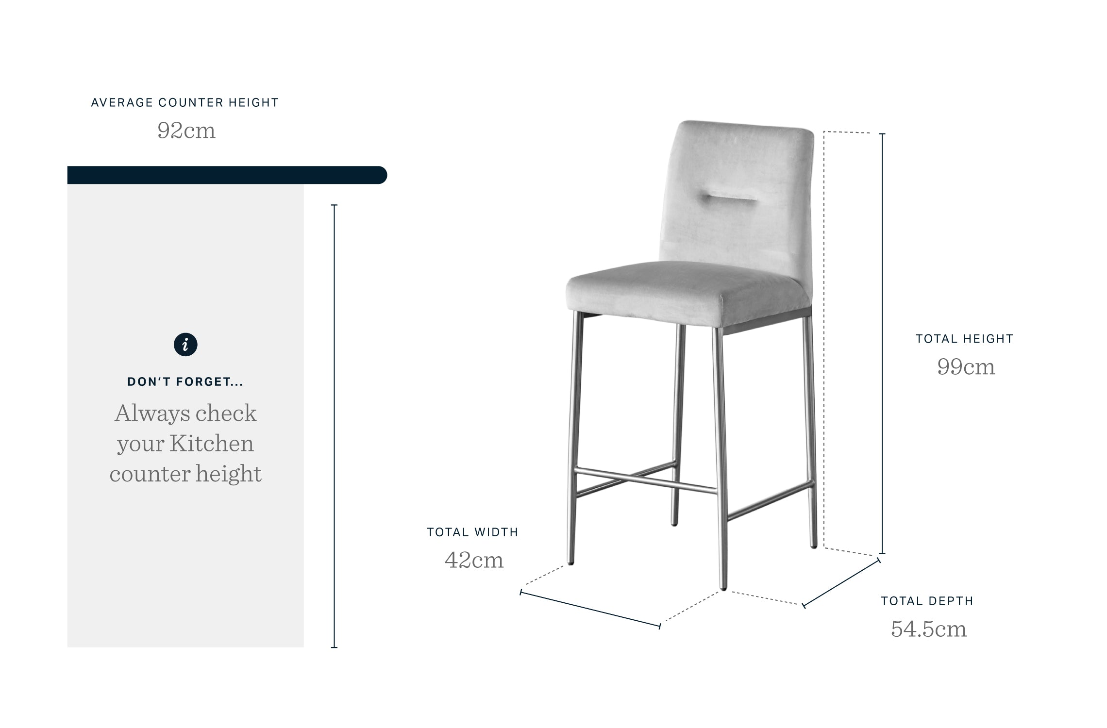 Keira Champagne Velvet And Brass Static Bar stool