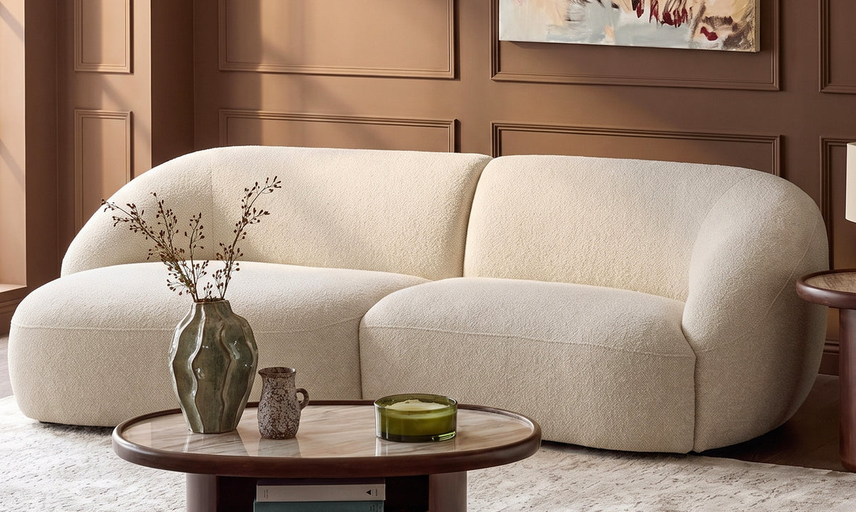 Kimberley natural fabric 3 seater left hand chaise sofa