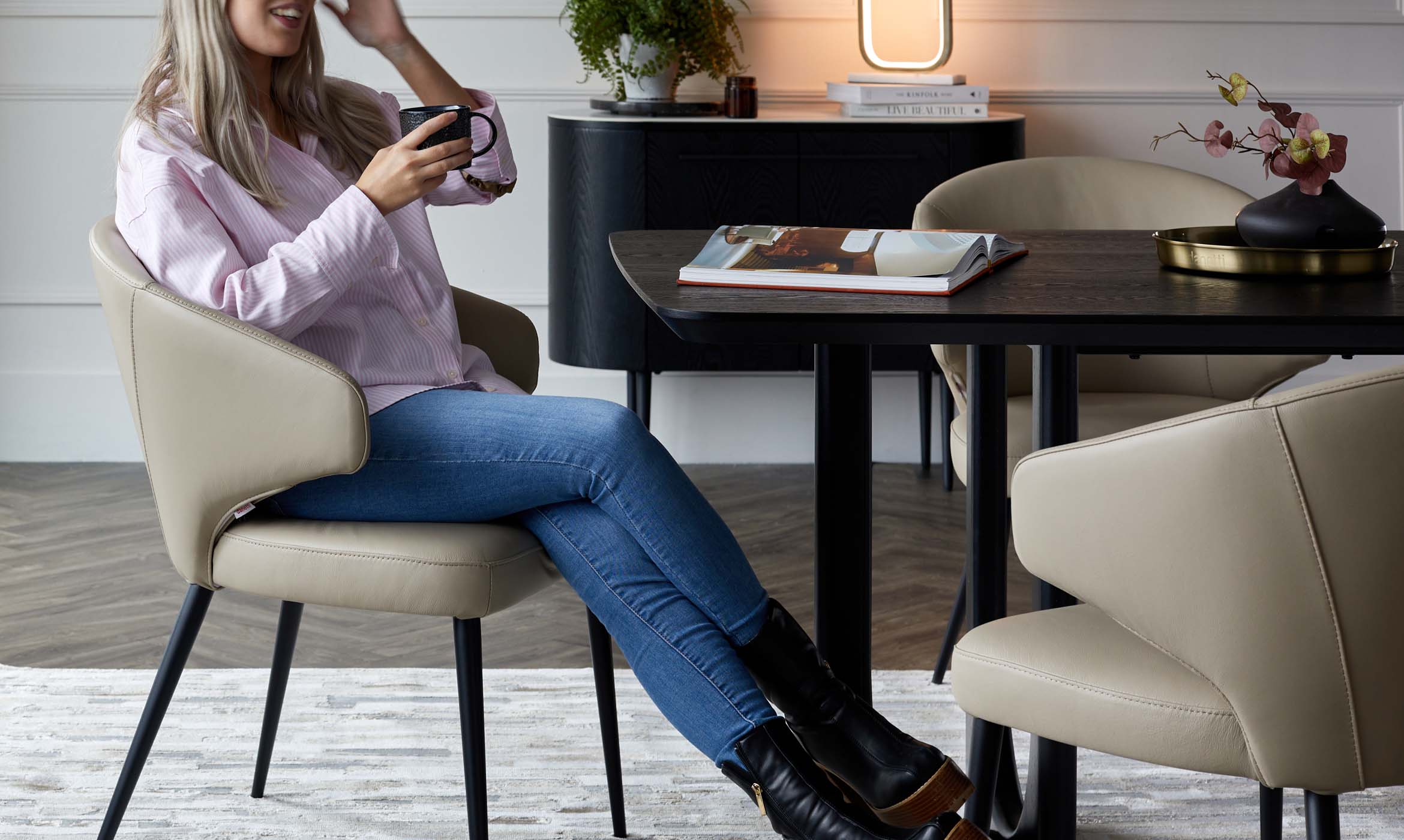 Landon natural leather dining chair