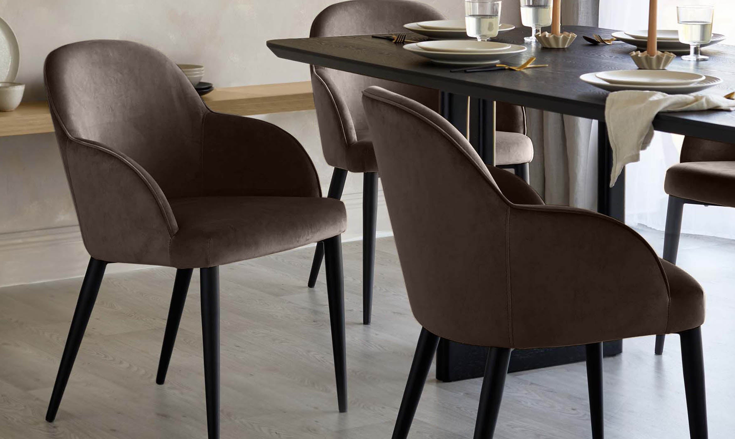 Lani mocha velvet dining chair