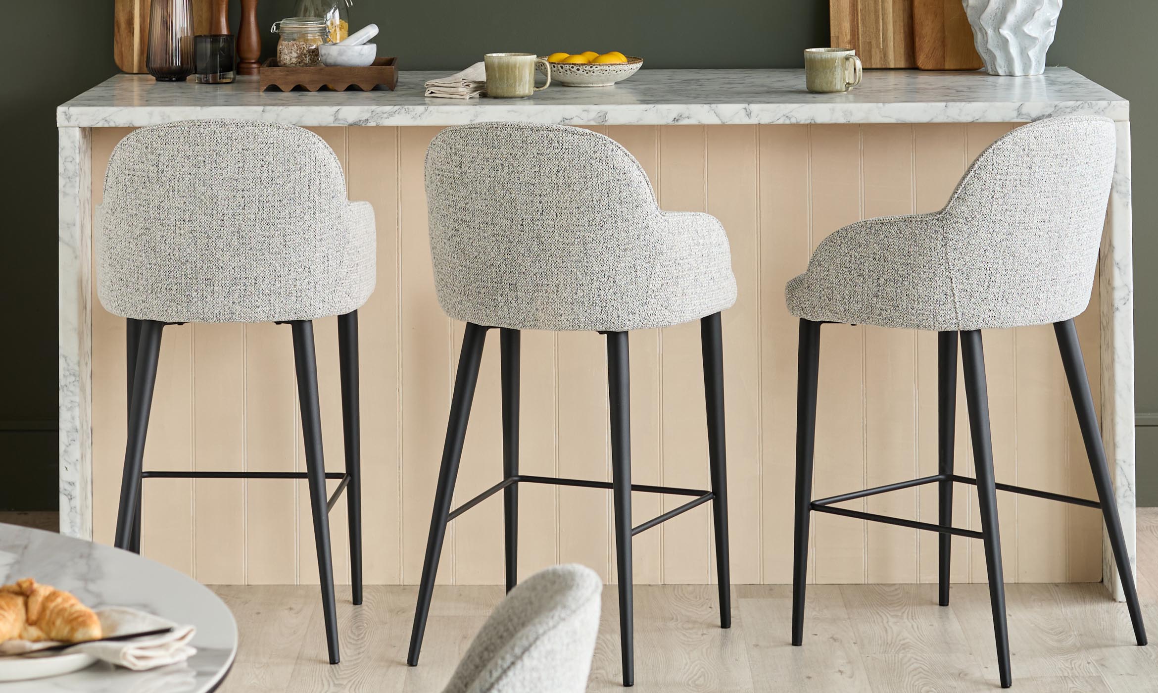 Lani grey fabric bar stool