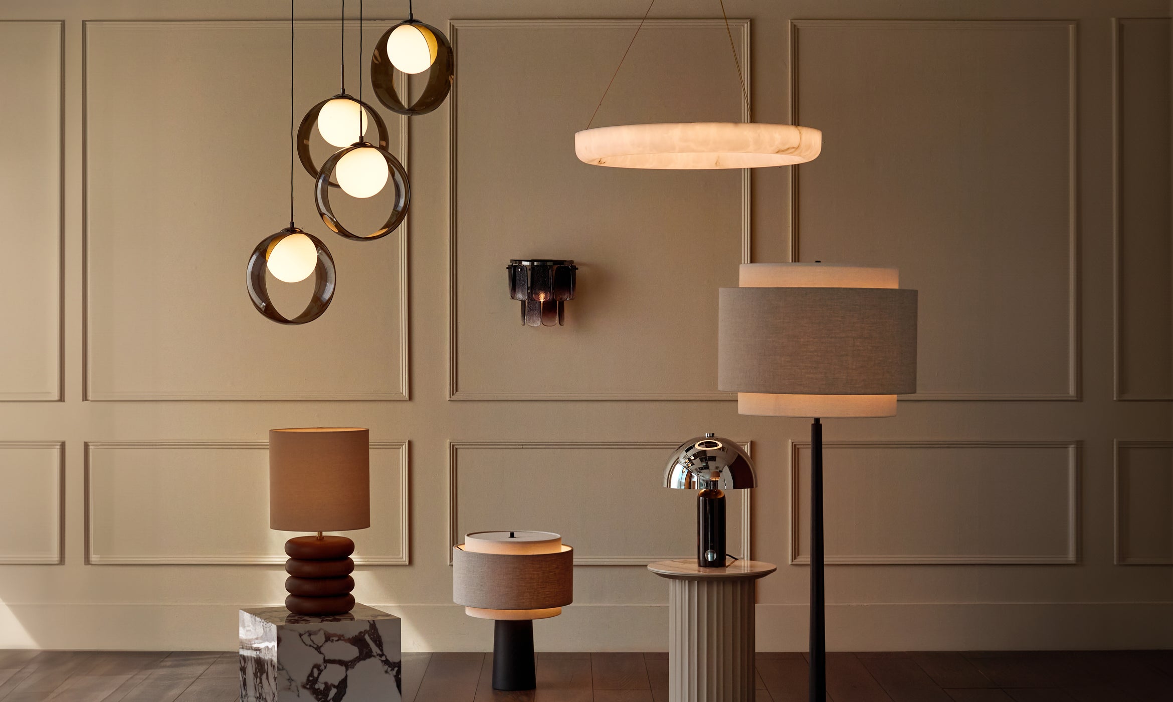 Nina silver chrome with clear glass LED adjustable 10 pendant