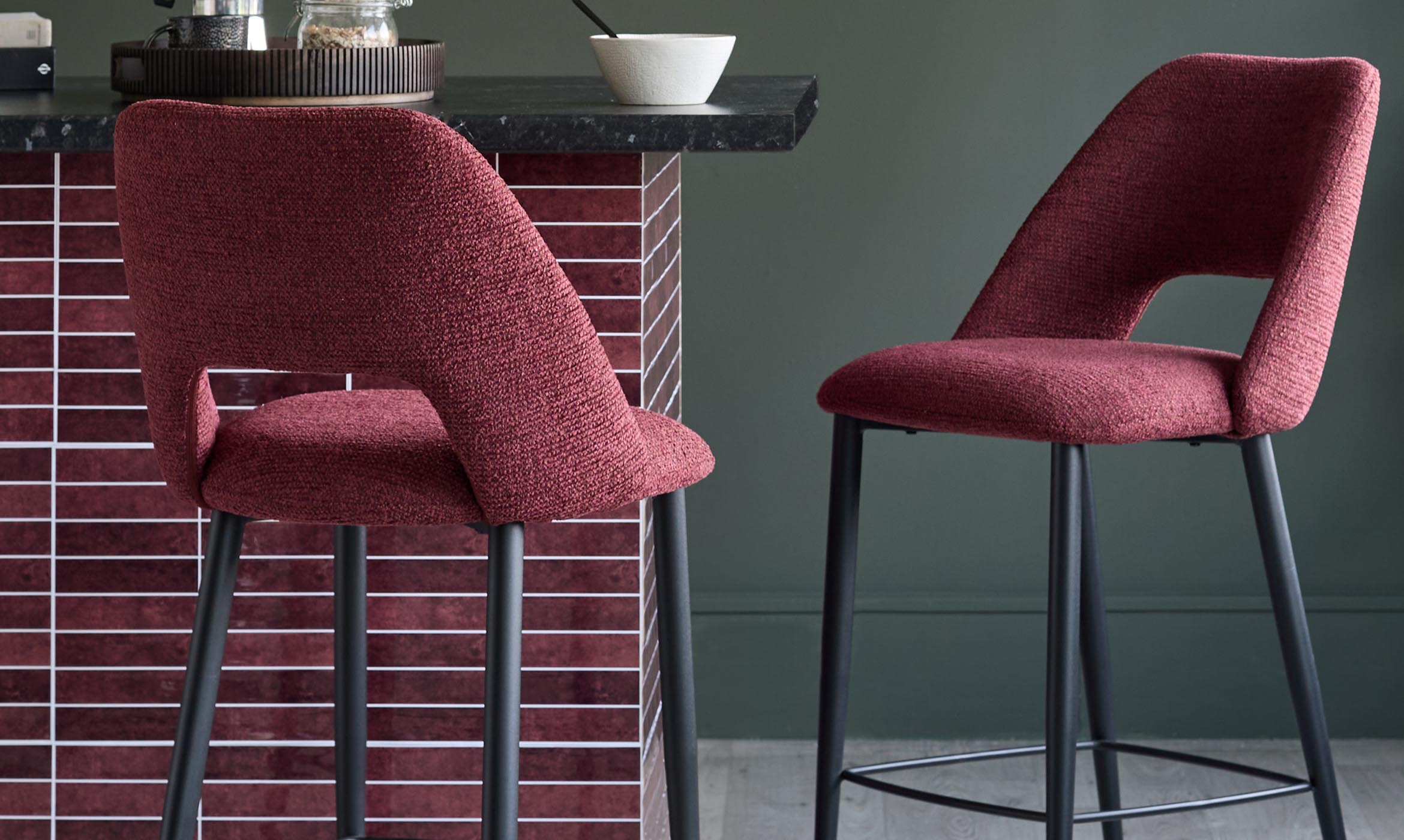 Lottie berry red fabric bar stool