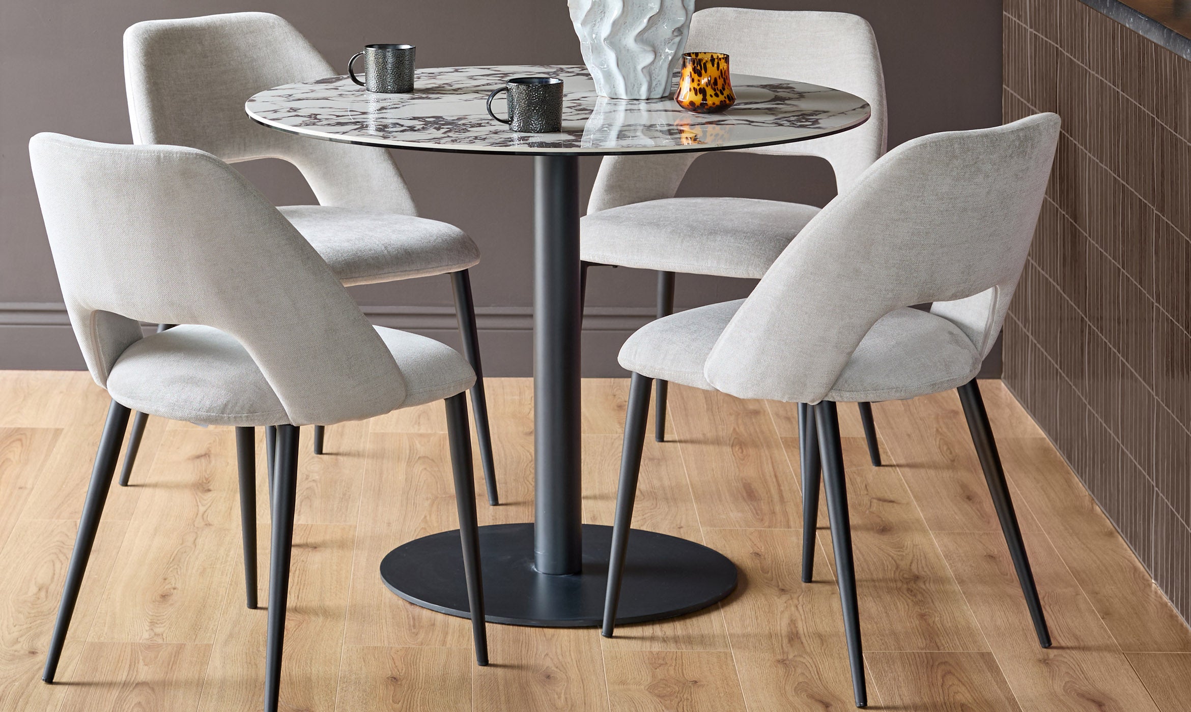 Lottie Mid Grey Fabric Dining Chair