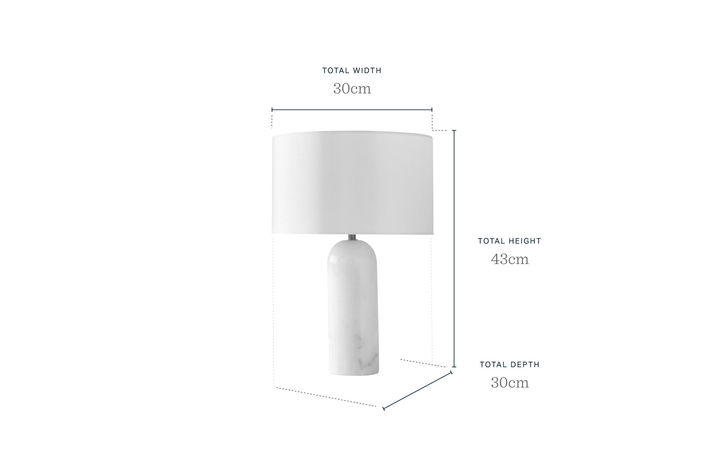 Louis Black Marble Shaded Table Lamp With Light Grey Shade