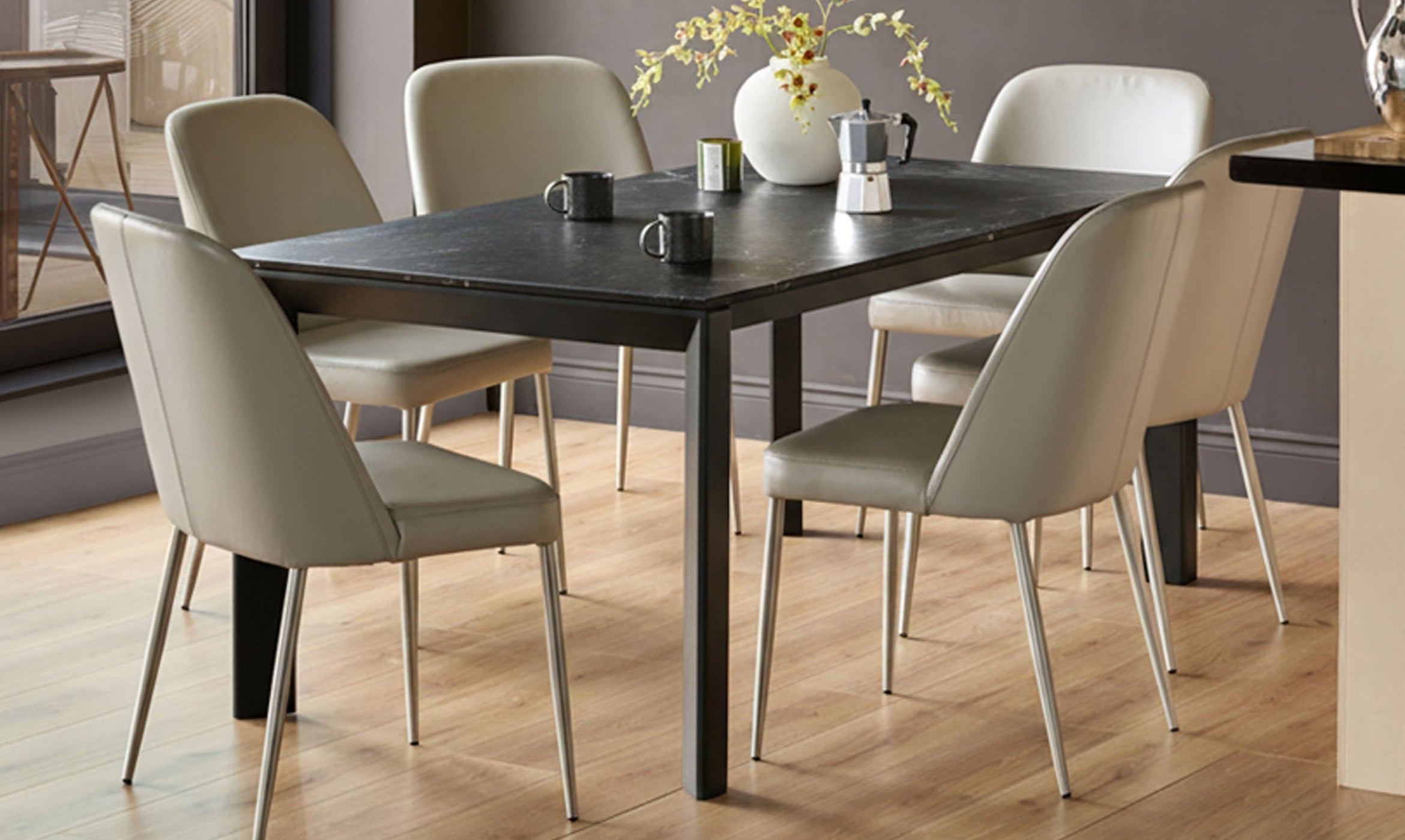 Louis Dark Grey Ceramic Extending 6 To 8 Seater Dining Table