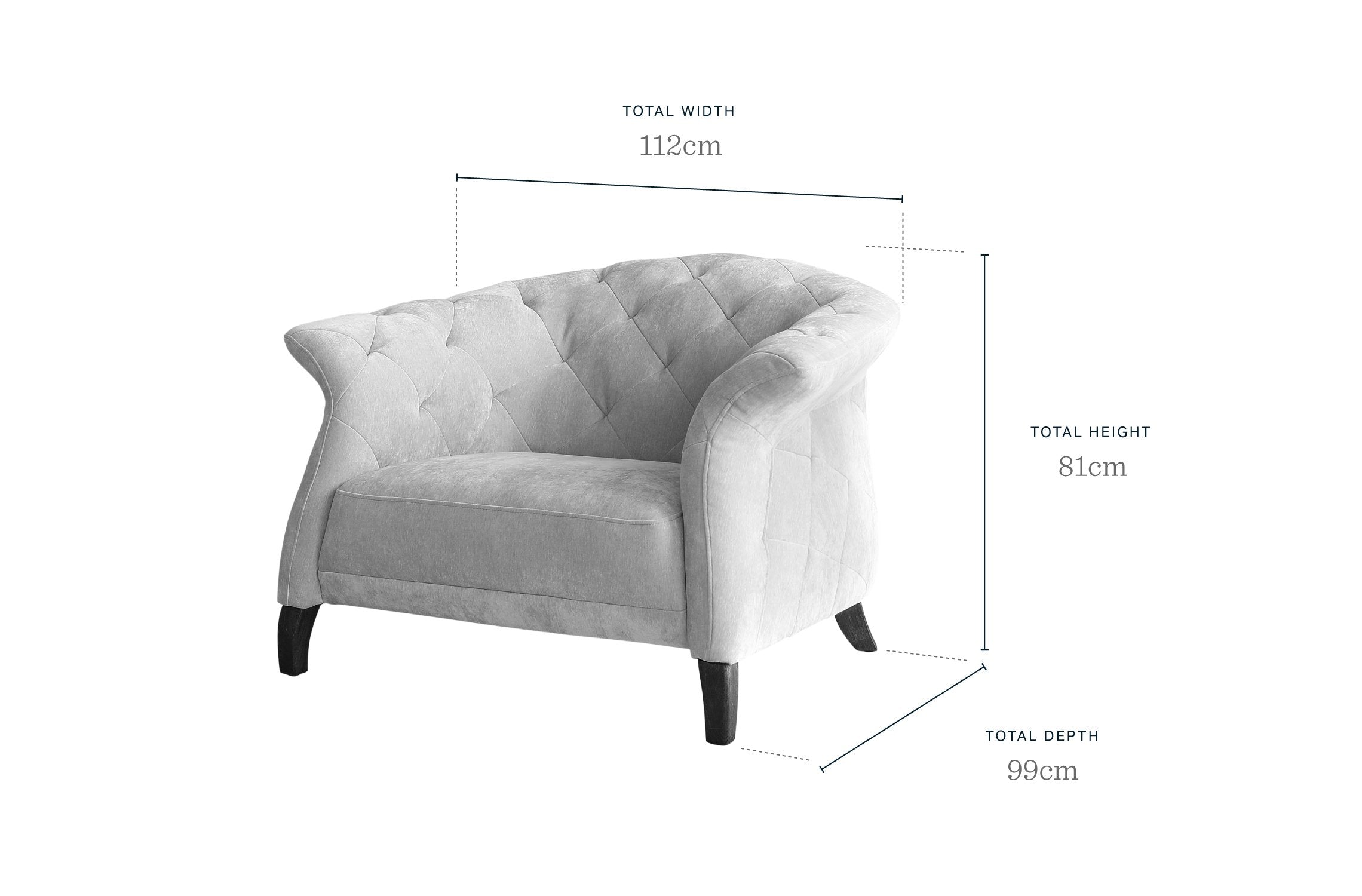 Luxe Light Grey Fabric Armchair