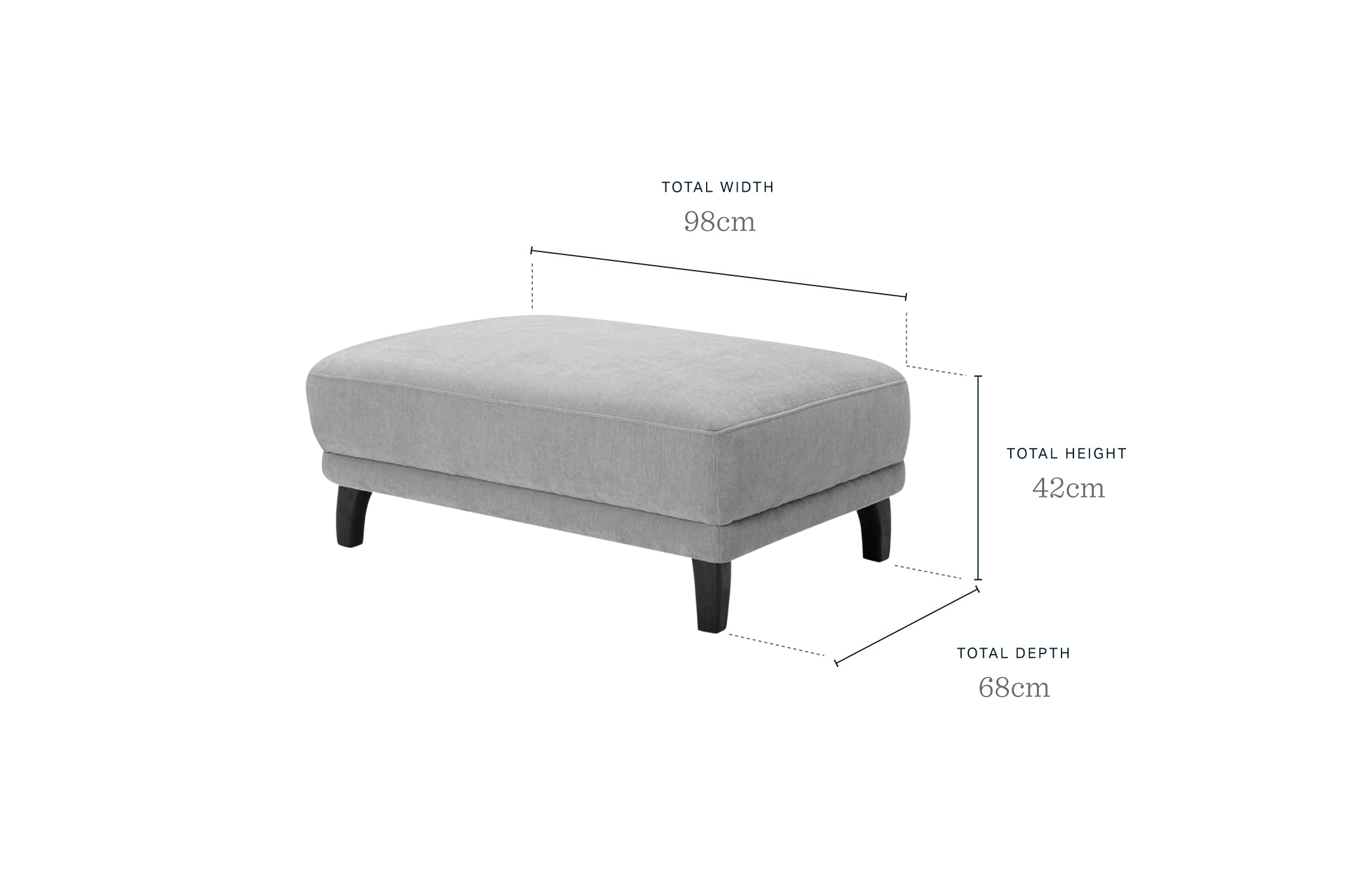 Luxe Modern Light Grey Fabric Footstool