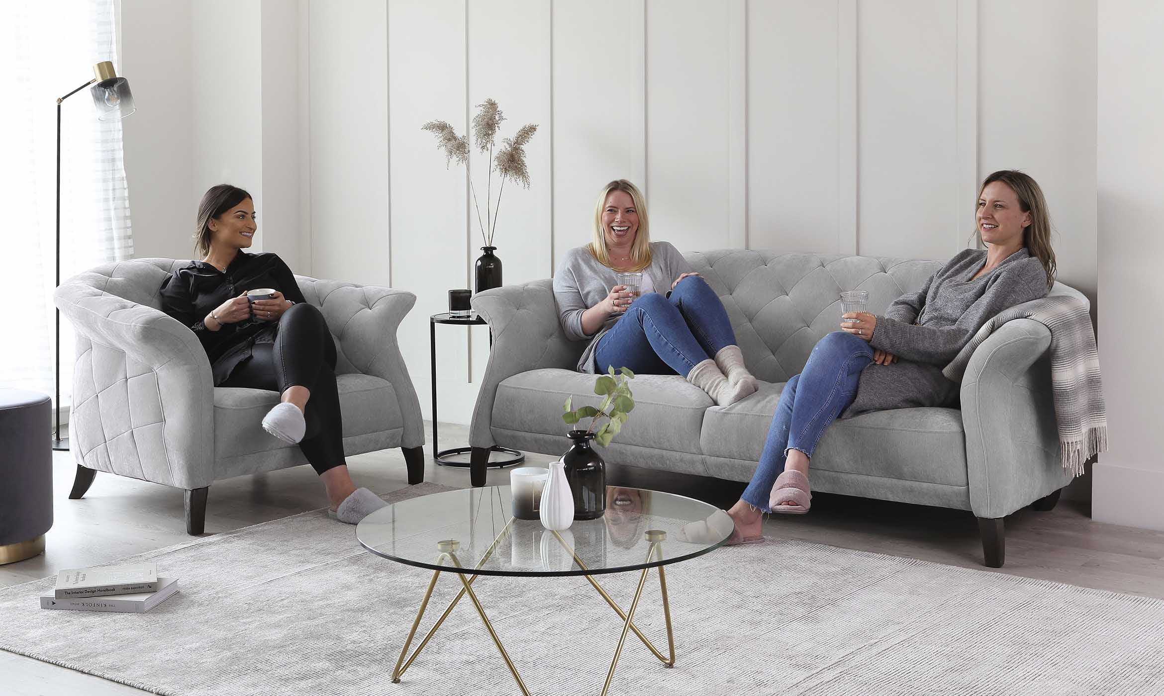 Luxe 2 Seater Sofa Mid Grey Fabric