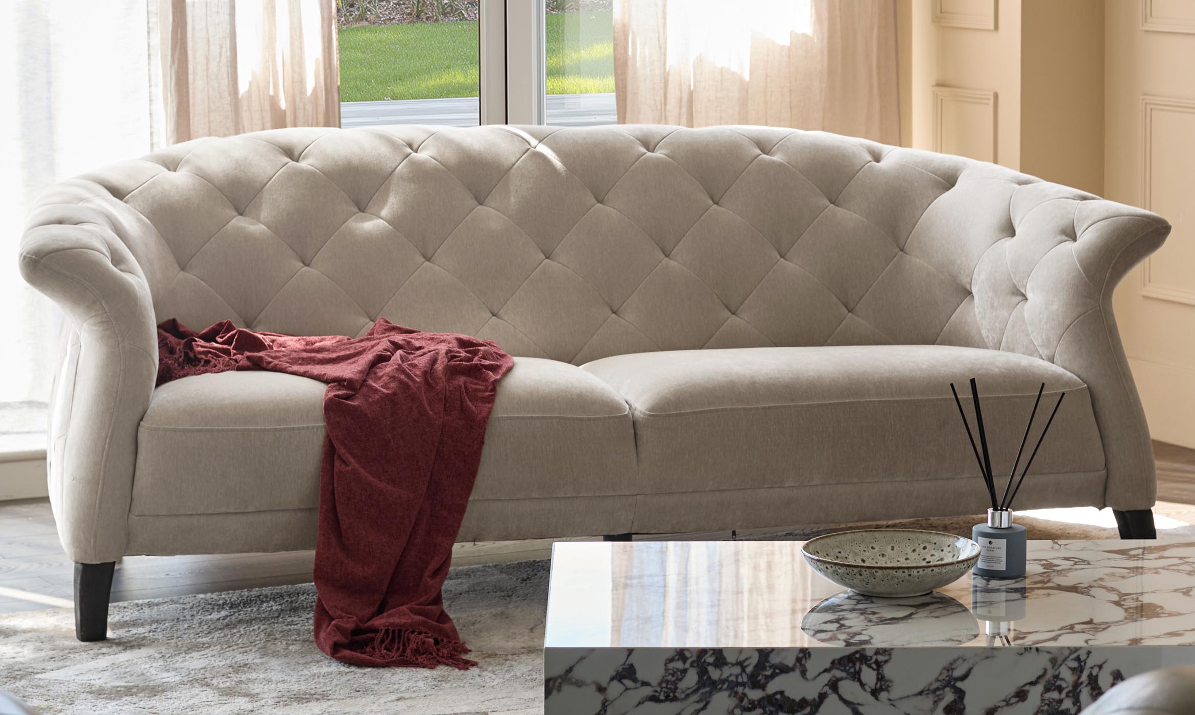 Luxe ivory chenille 2 seater sofa