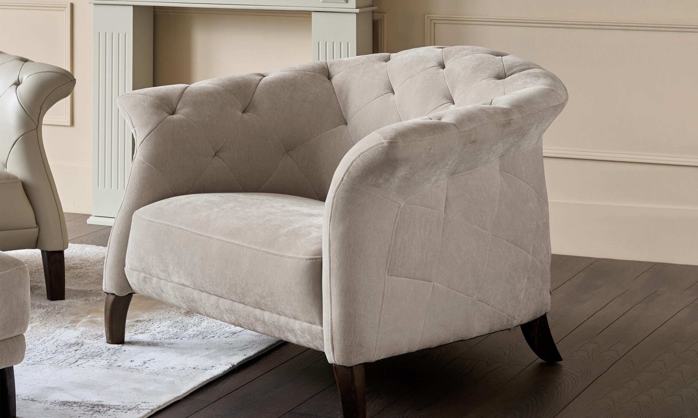 Luxe ivory chenille armchair