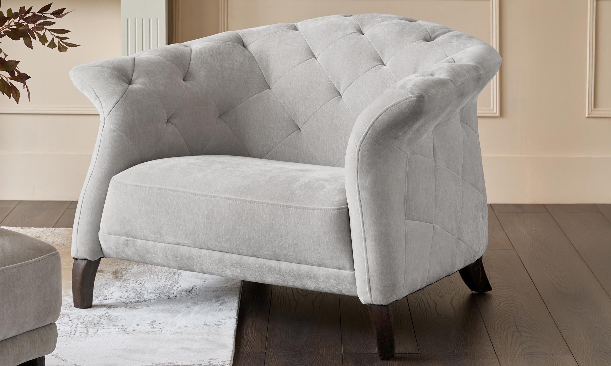 Luxe Light Grey Fabric Armchair