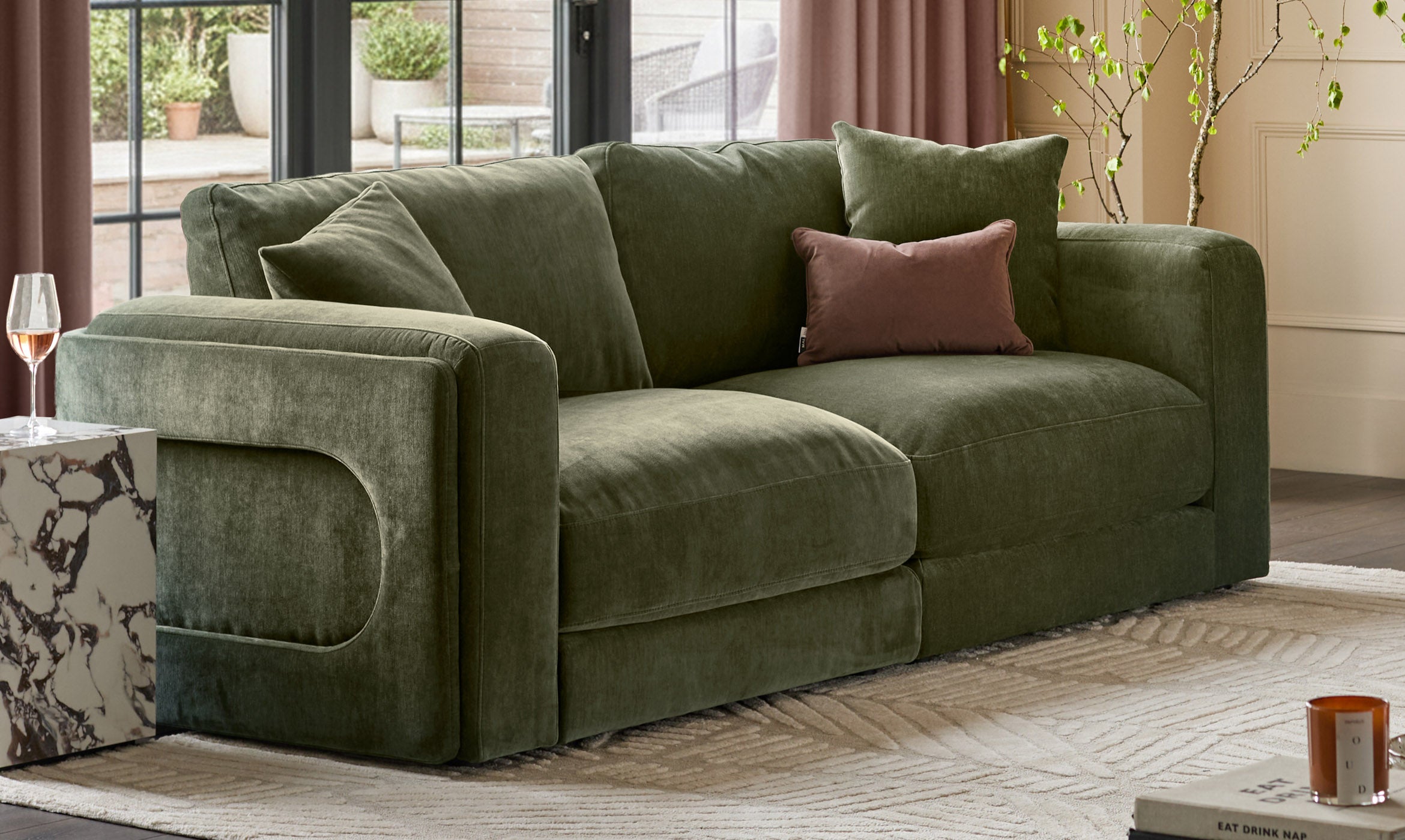 Lynetta dark green chenille 3 seater sofa