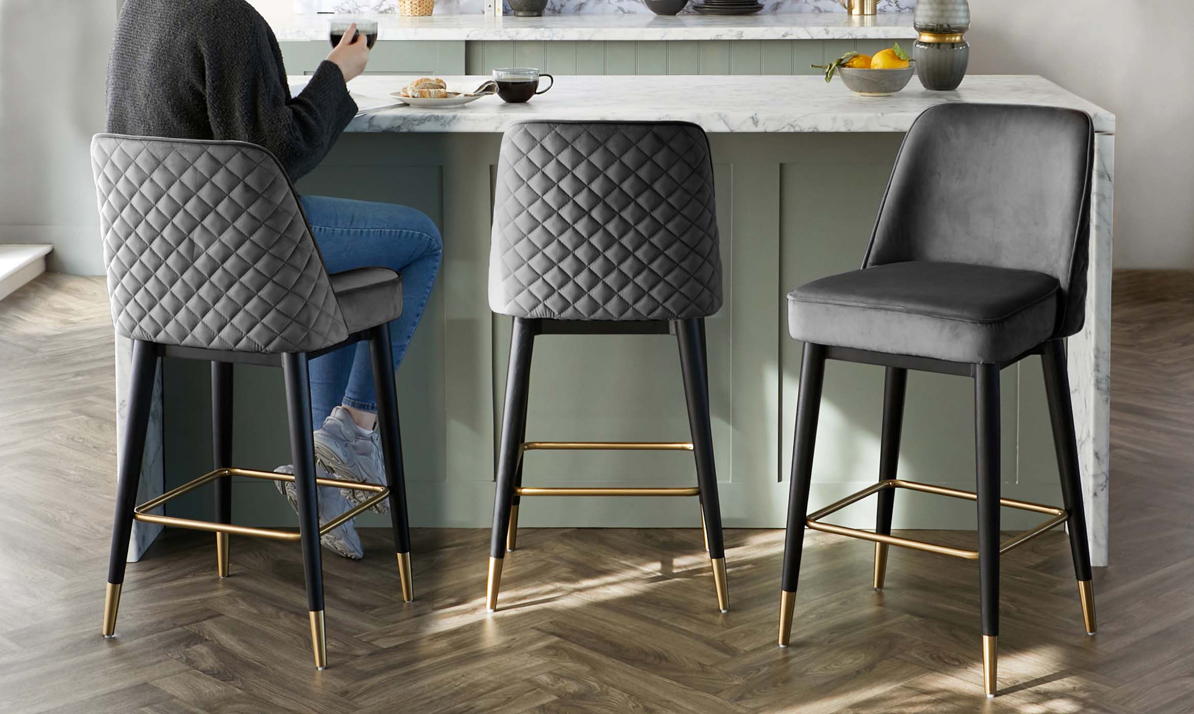 Mae Rust Velvet Bar stool