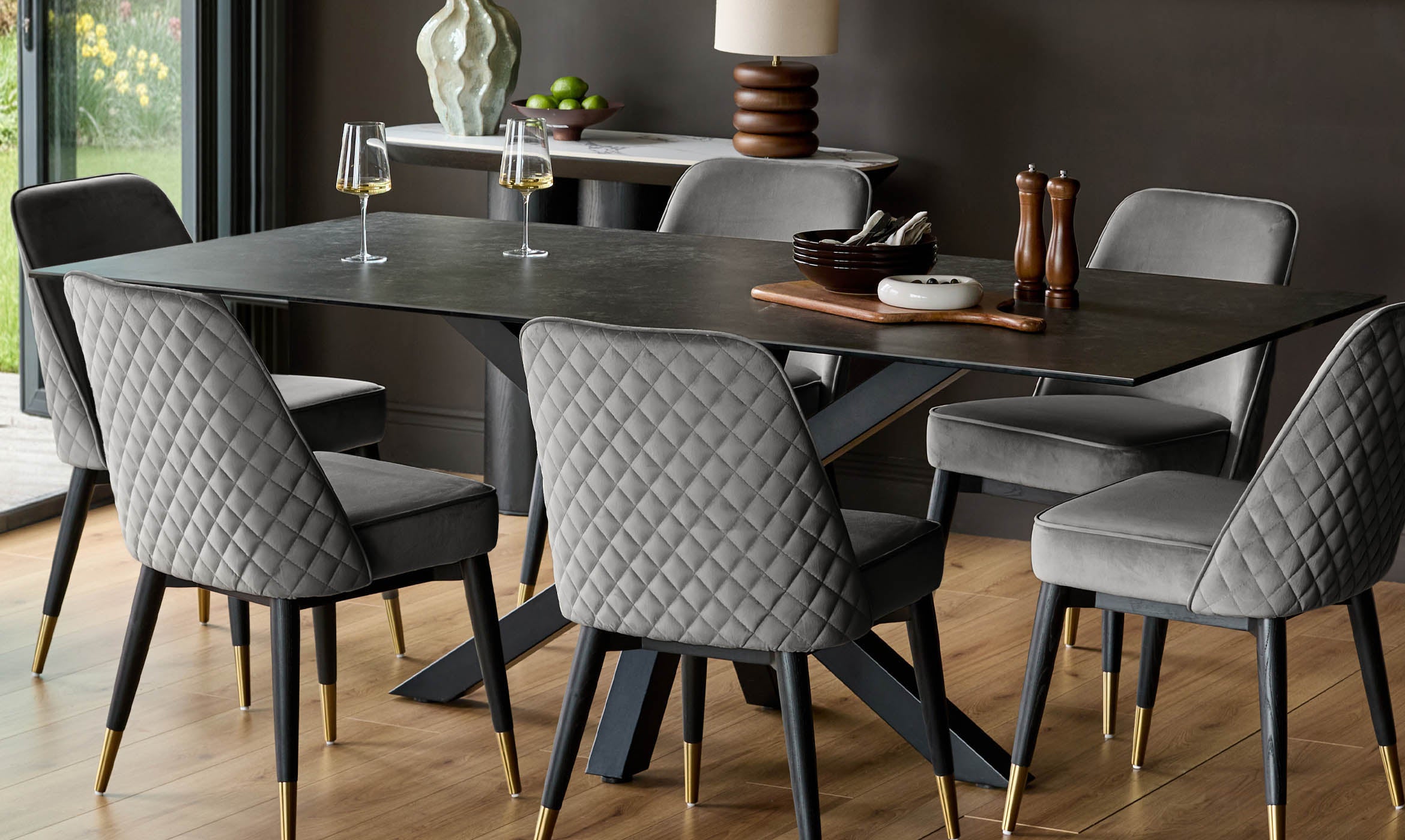 Mae Dark Grey Velvet Dining Chair