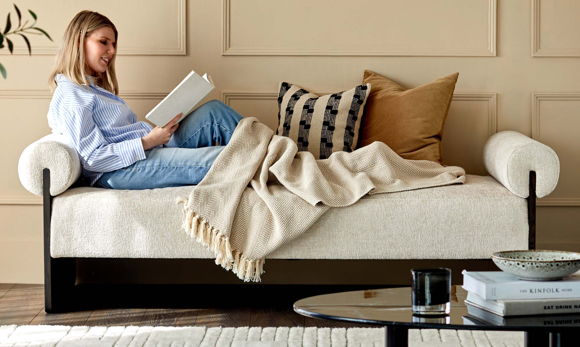 Maeve natural fabric day bed bench