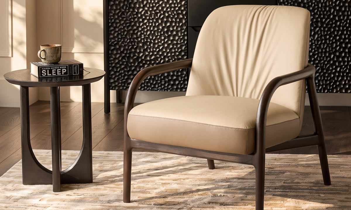 Marlon natural and mocha leather occasional chair