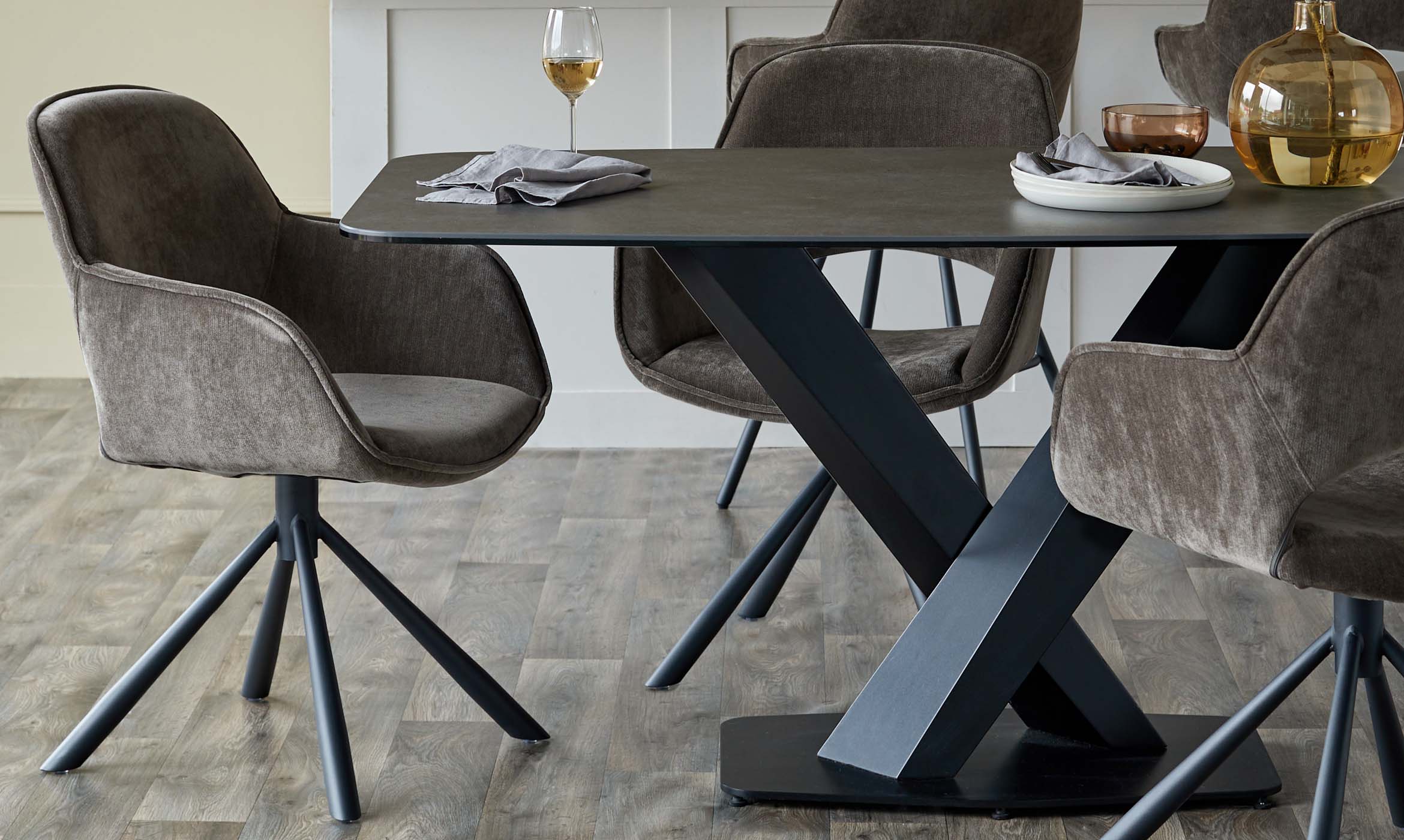 Marlow mocha fabric swivel dining chair