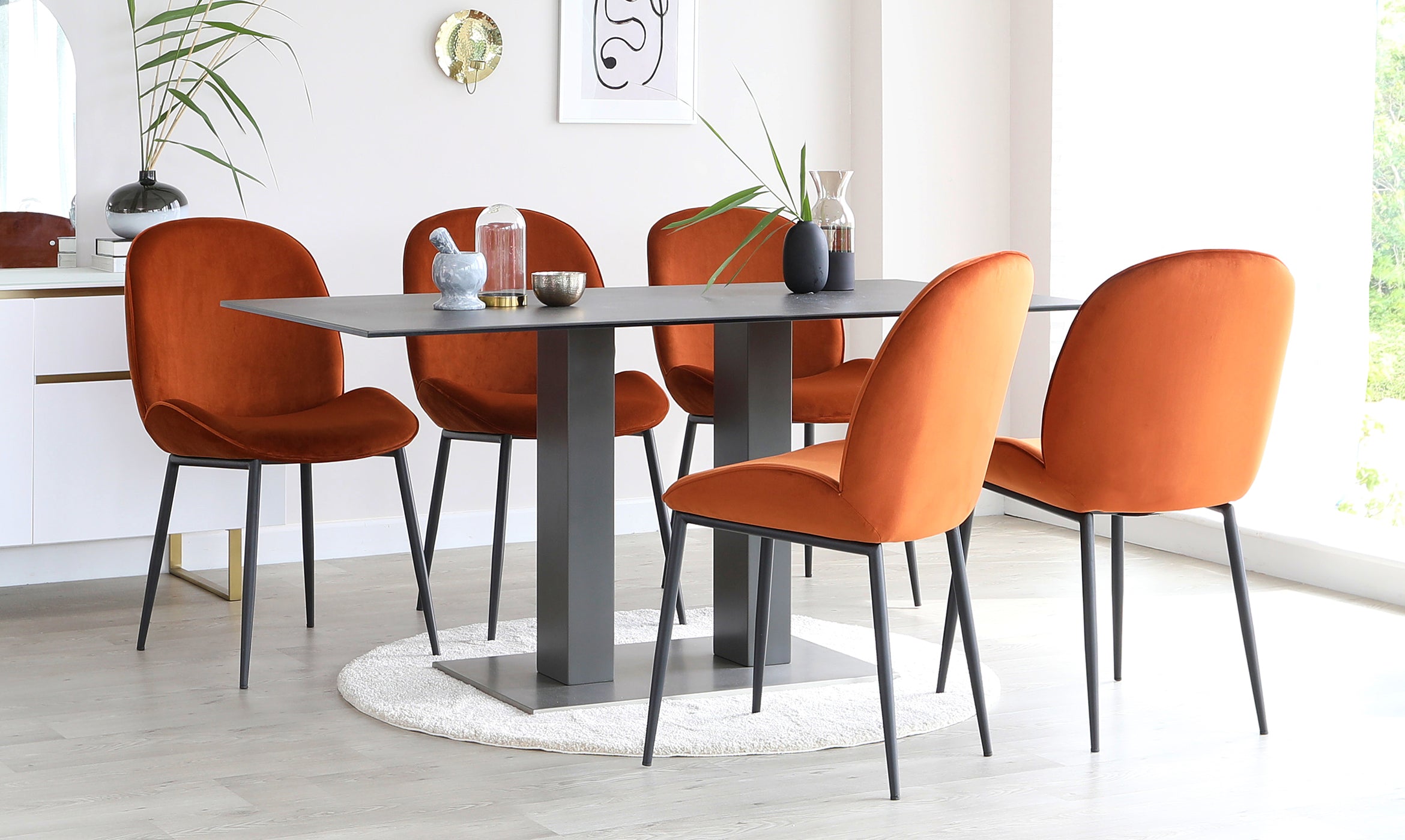 Mia Dark Grey Ceramic 6 Seater Dining Table