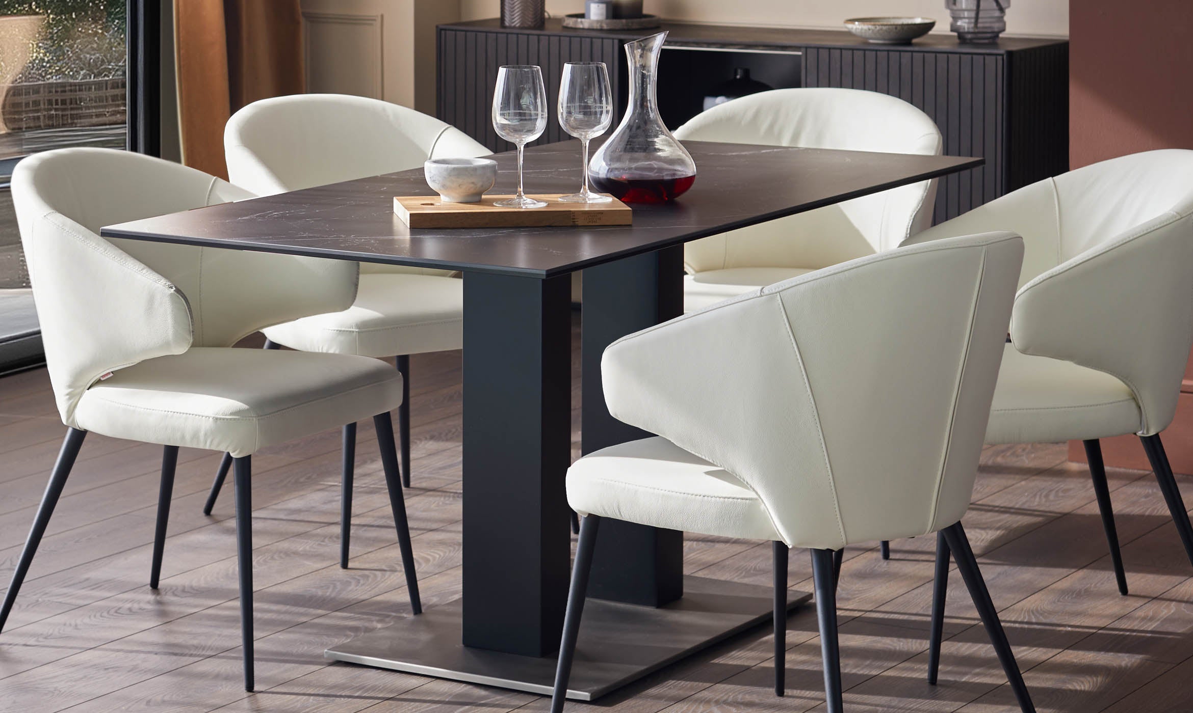 Mia Black Ceramic 6 Seater Dining Table