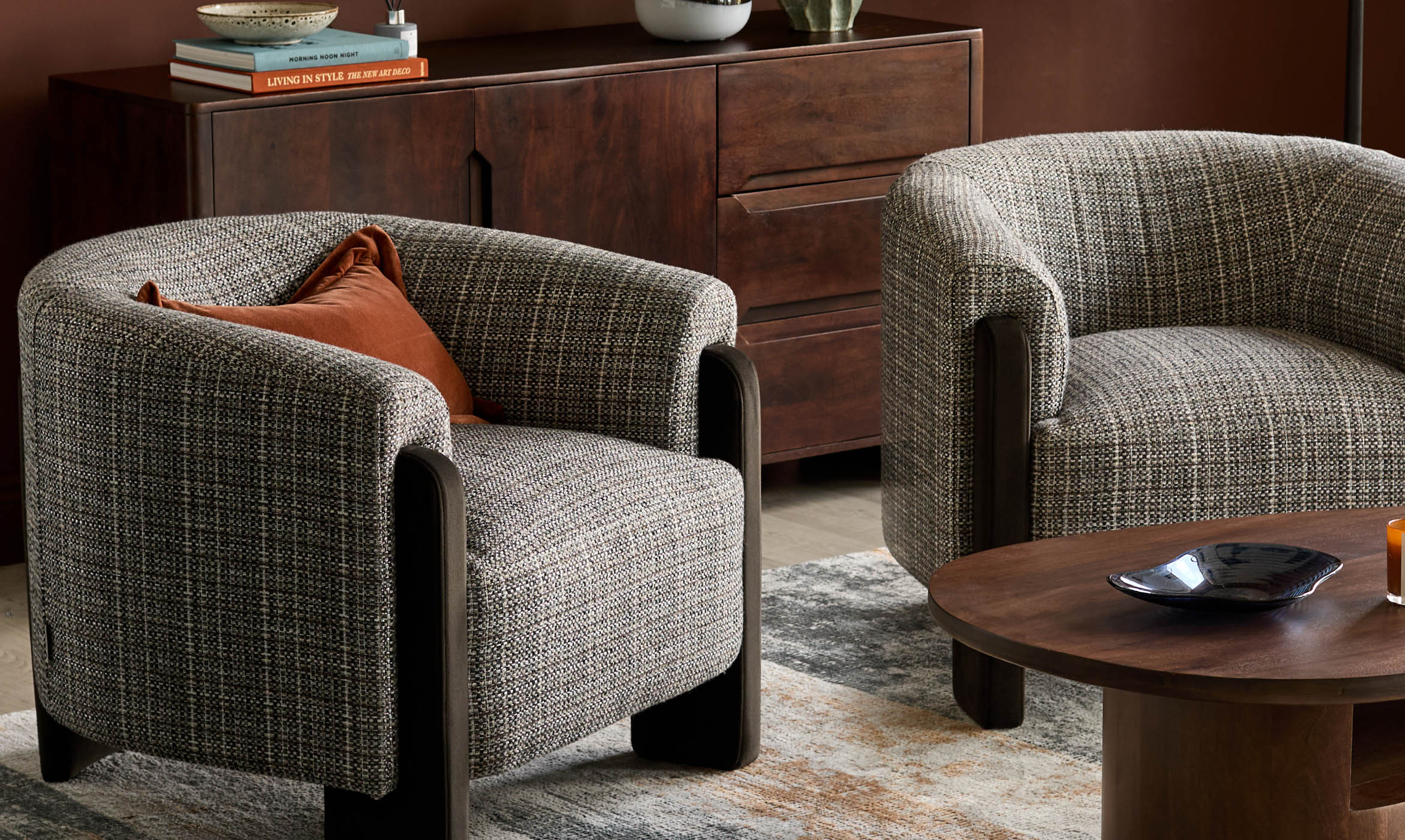 Miles dark chocolate mixed material occasional chair