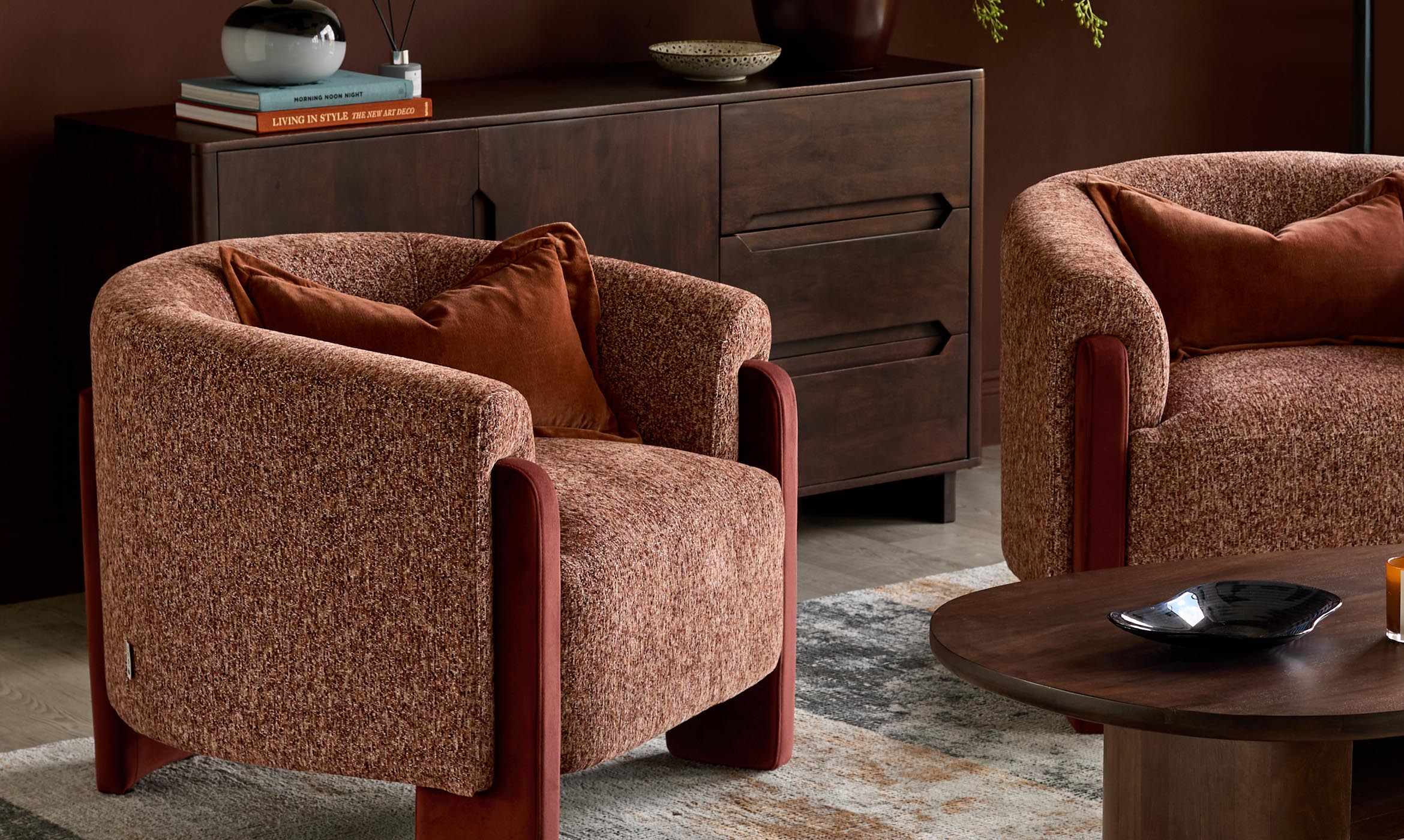 Miles toffee red mixed material occasional chair