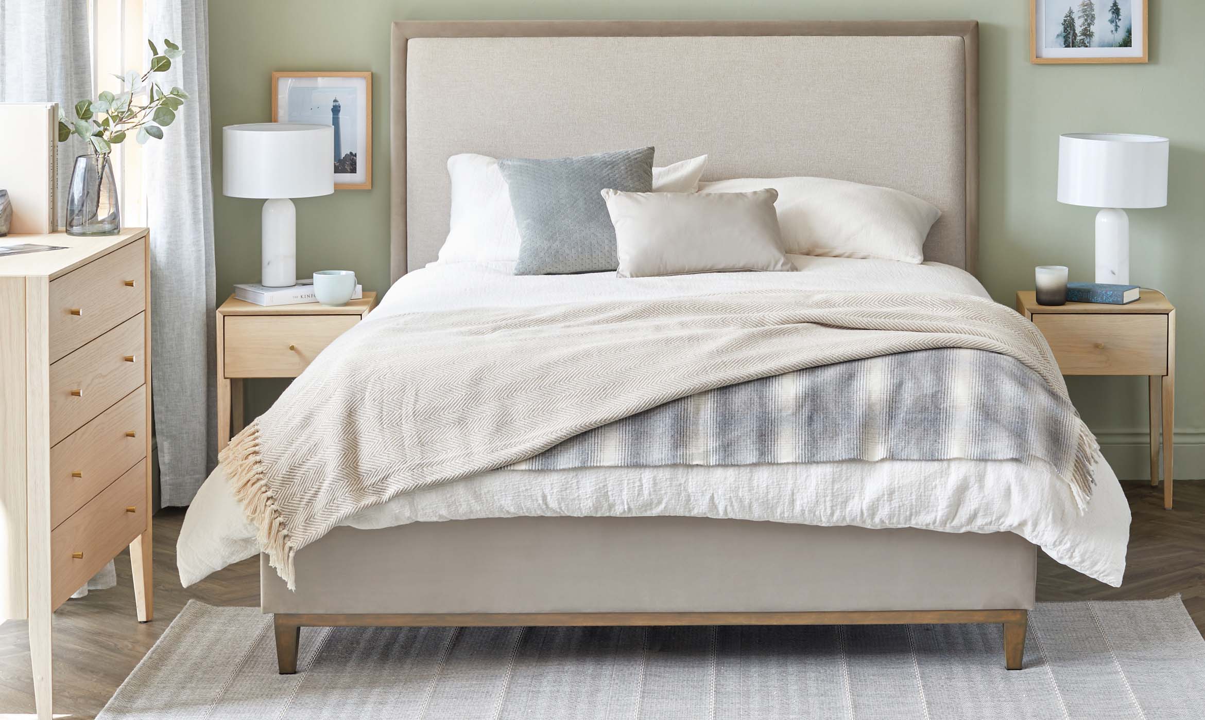 Monica champagne velvet and natural chenille super king ottoman storage bed