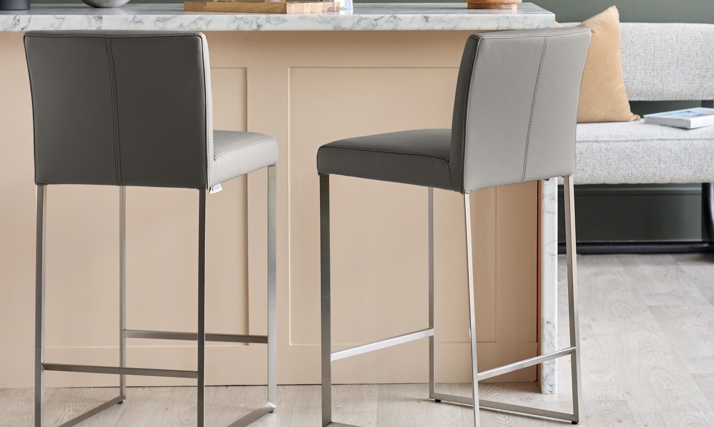 Monti Dark Grey Leather Bar Stool